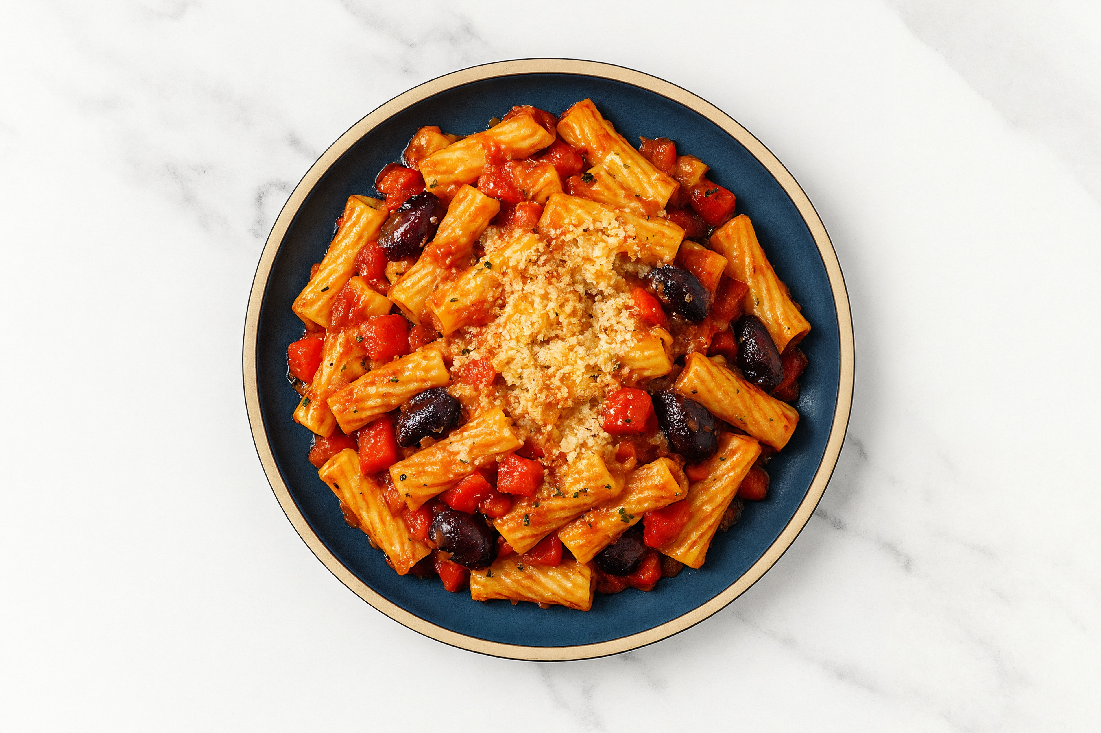 Olive Marinara Rigatoni Pasta Bake