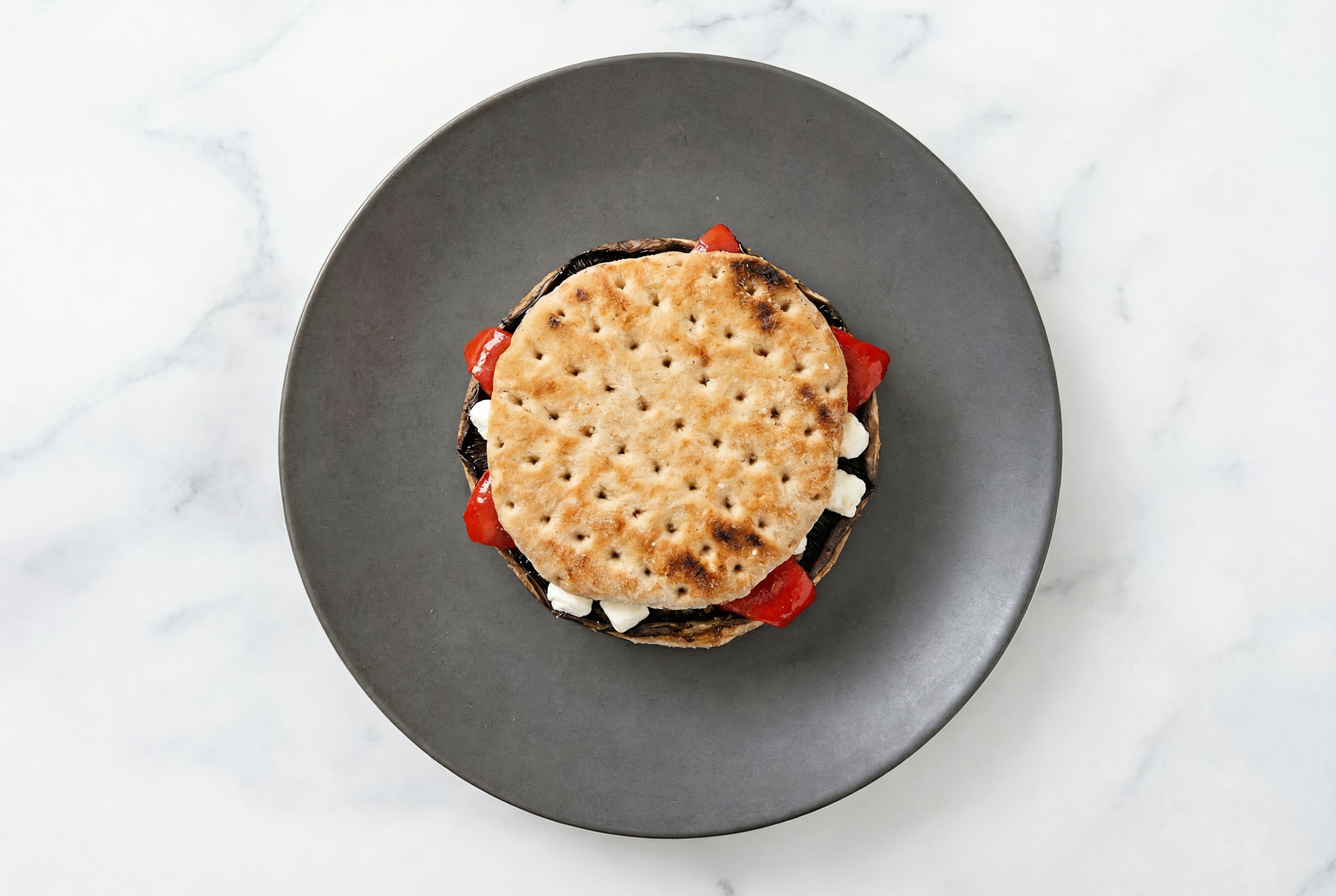 Creamy Goat Cheese Grilled Pepper + 'Shroom Sandwich
