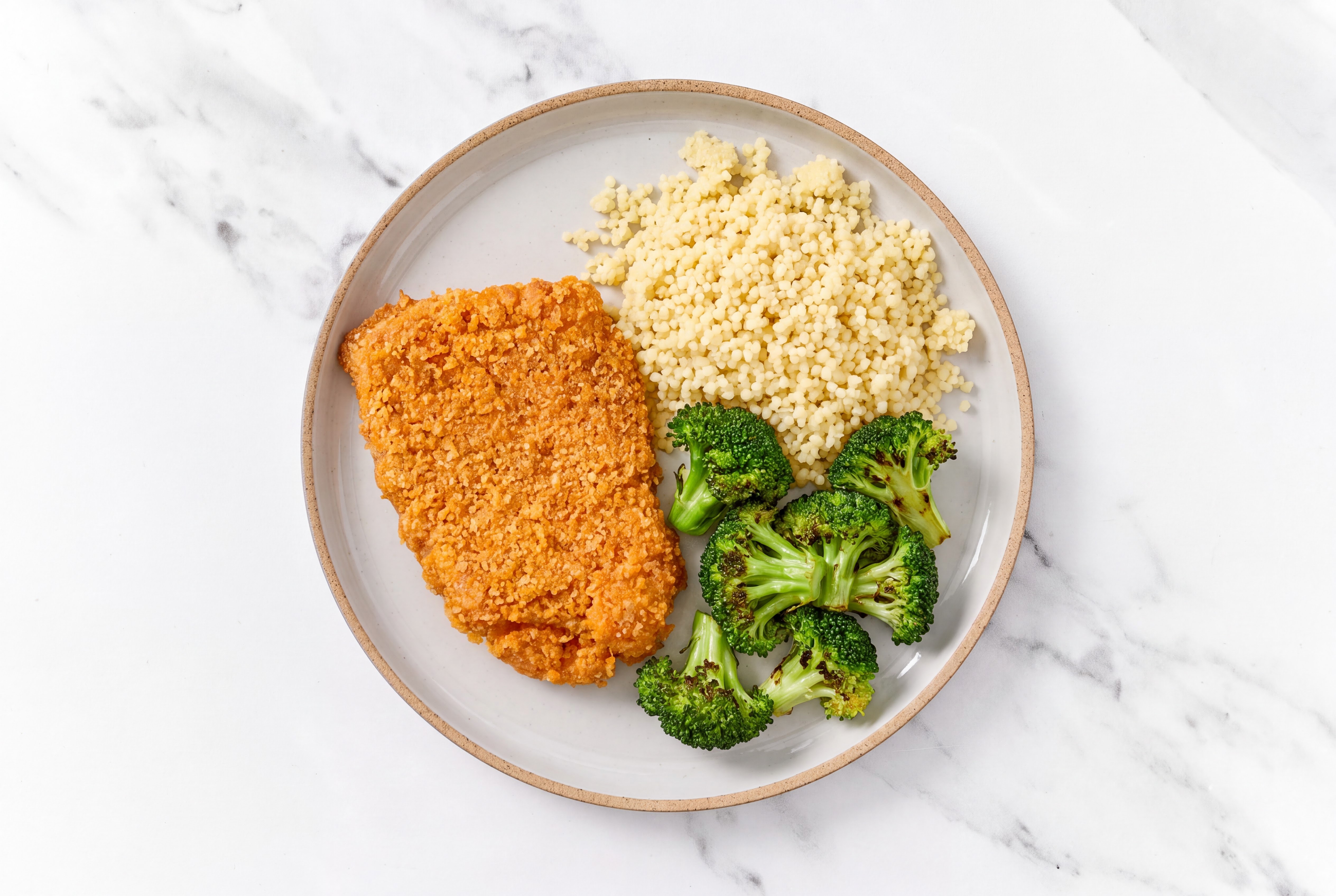 Hot Honey Breaded Chicken Cutlet with Broccoli & Couscous