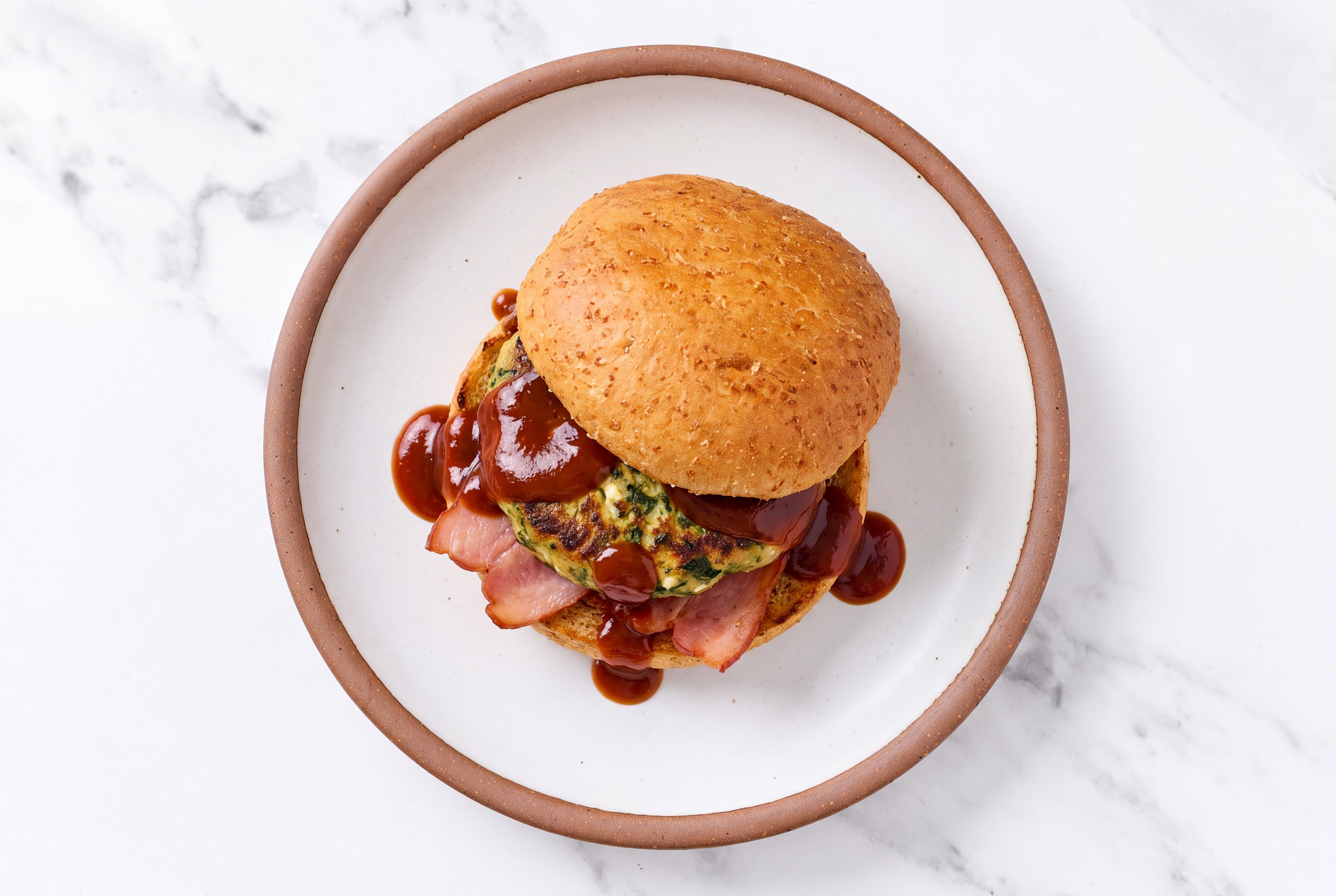 Garlic Turkey Burger on Sprouted Grain with BBQ & Turkey Bacon