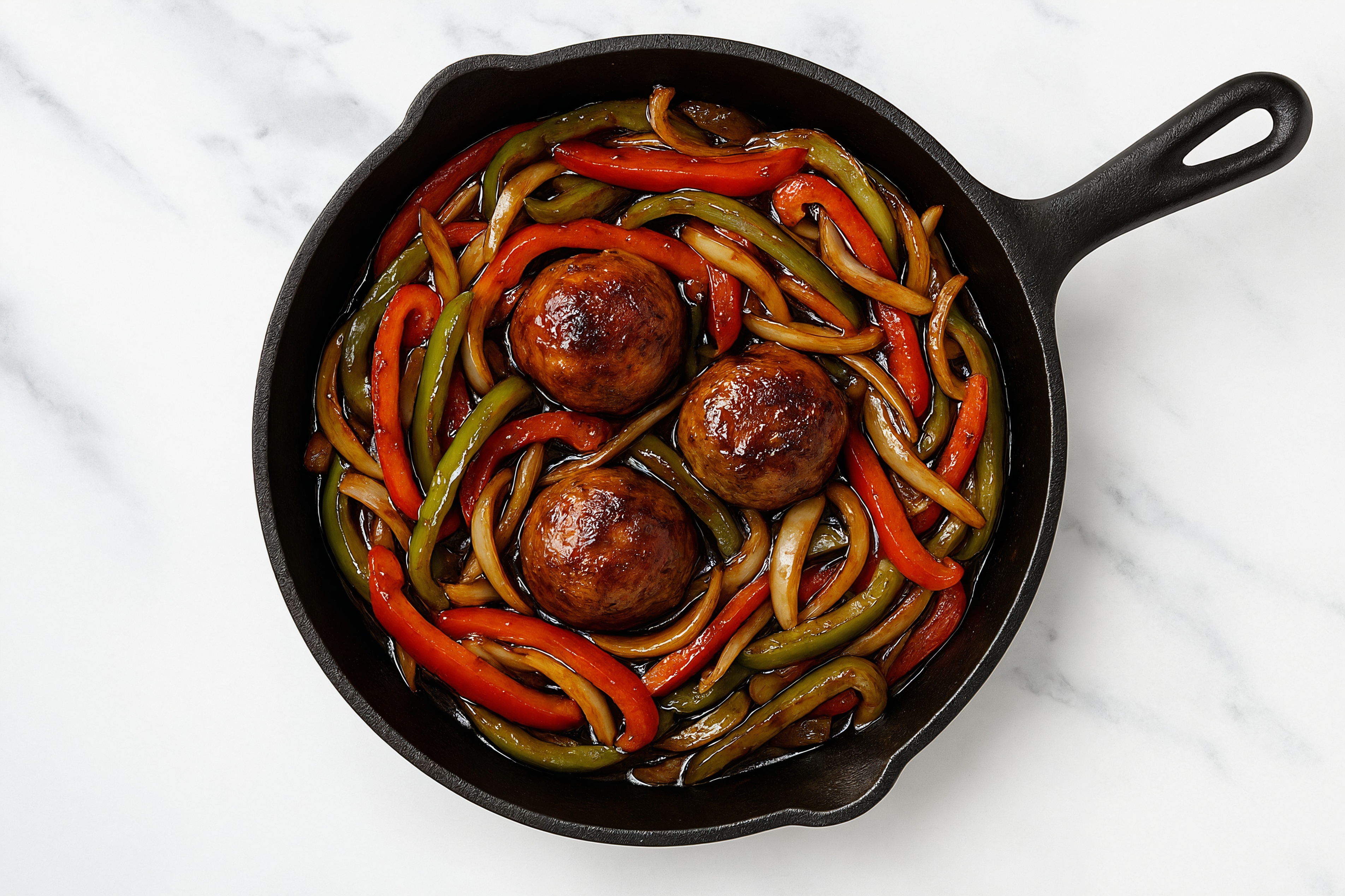 Japanese BBQ Meatball Stir-Fry with Bell Peppers