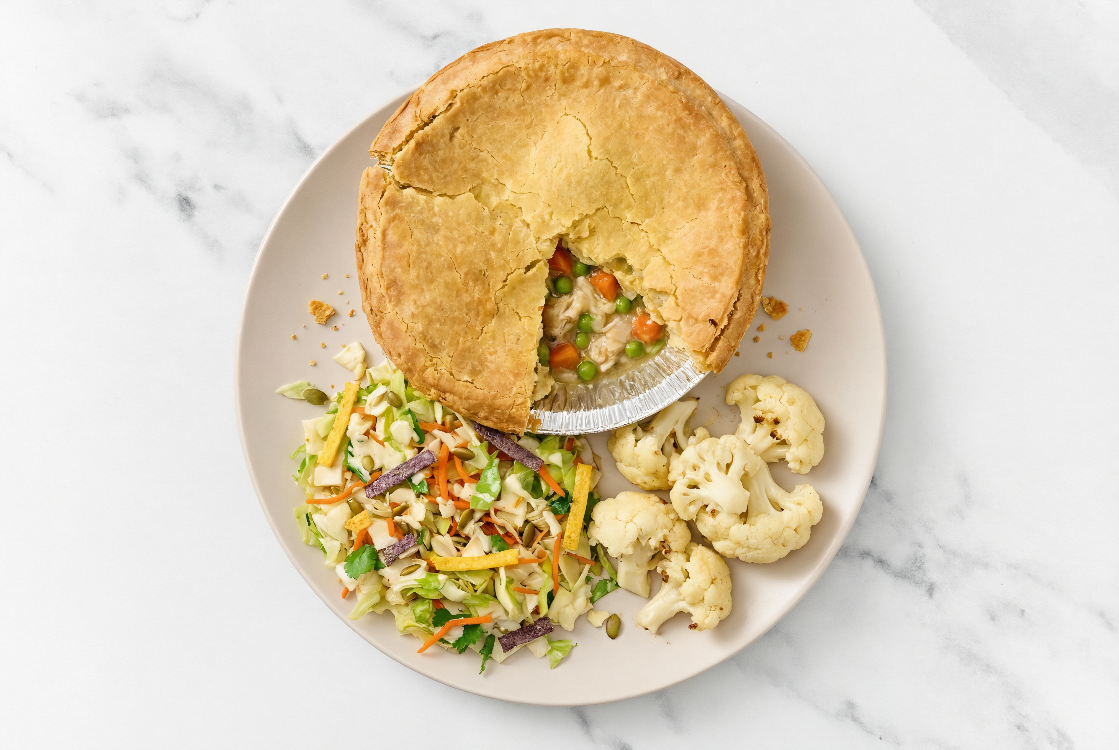 Chicken Pot Pie with Cauliflower & Southwest Salad