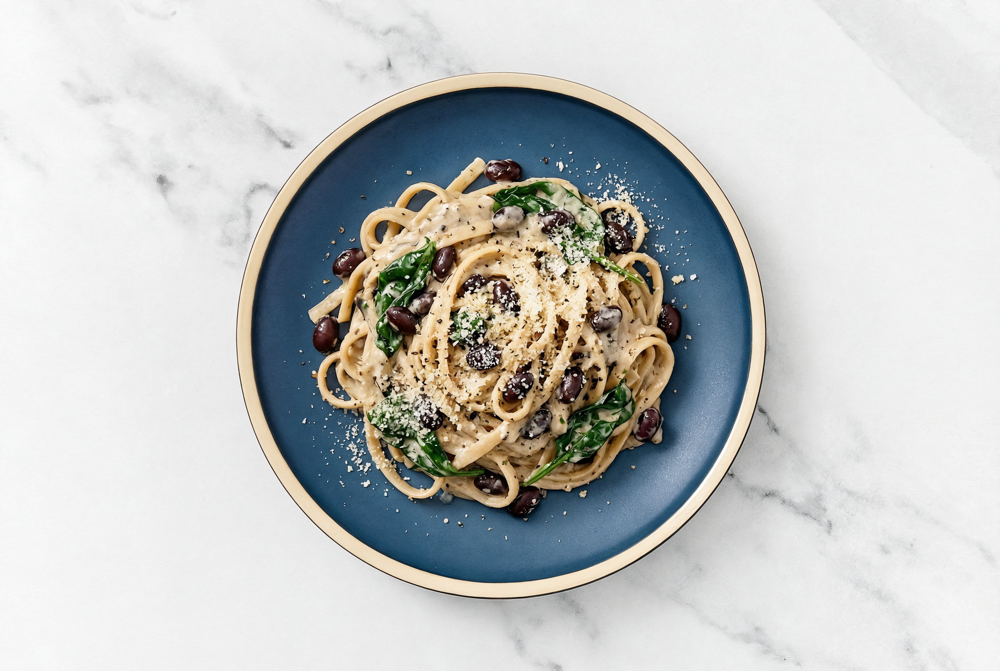 Creamy Black Bean + Rosemary Mushroom Truffle Sauce Pasta