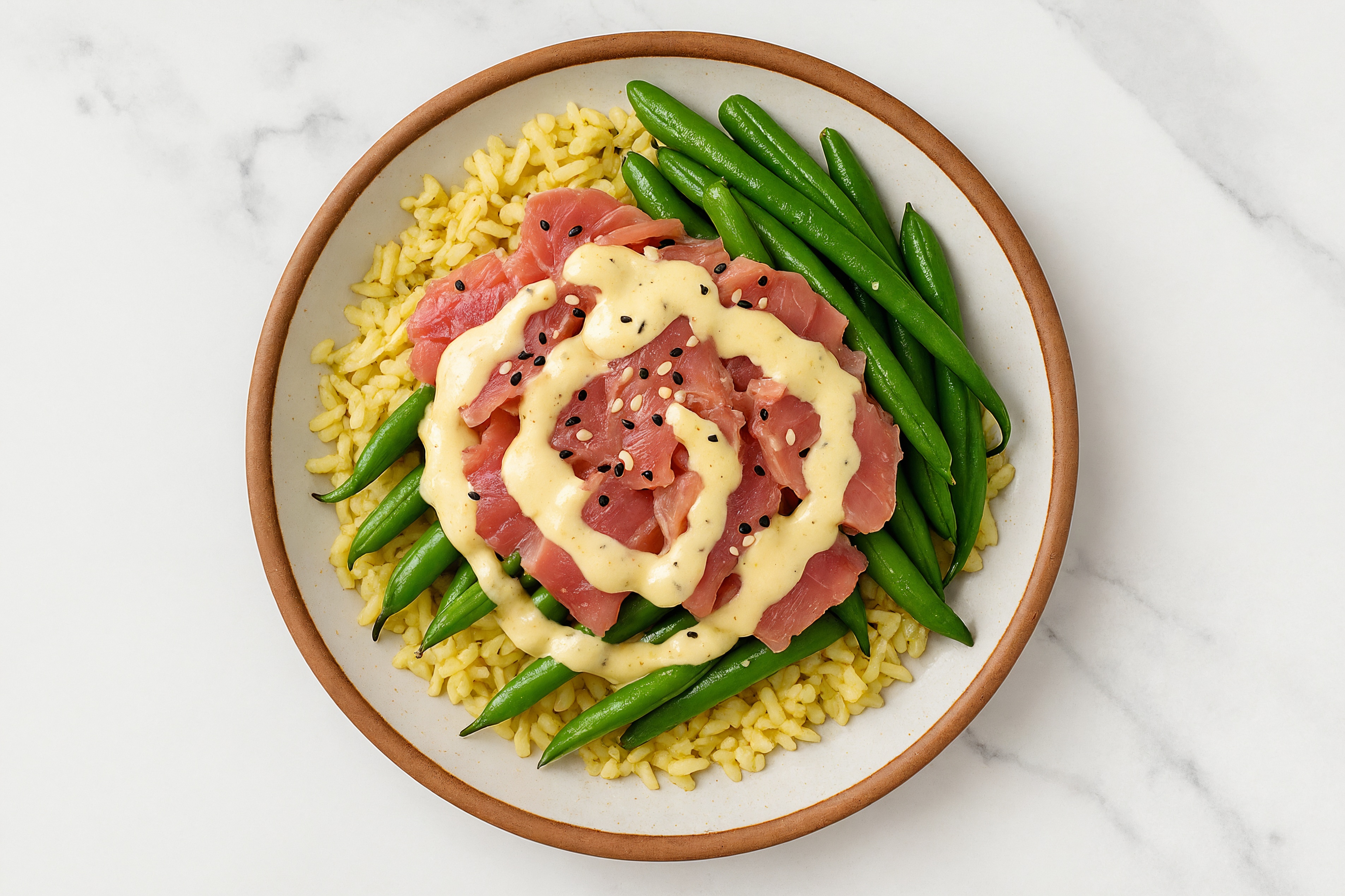 Tuna Jasmine Rice Bowl with House Dressing & Green Beans