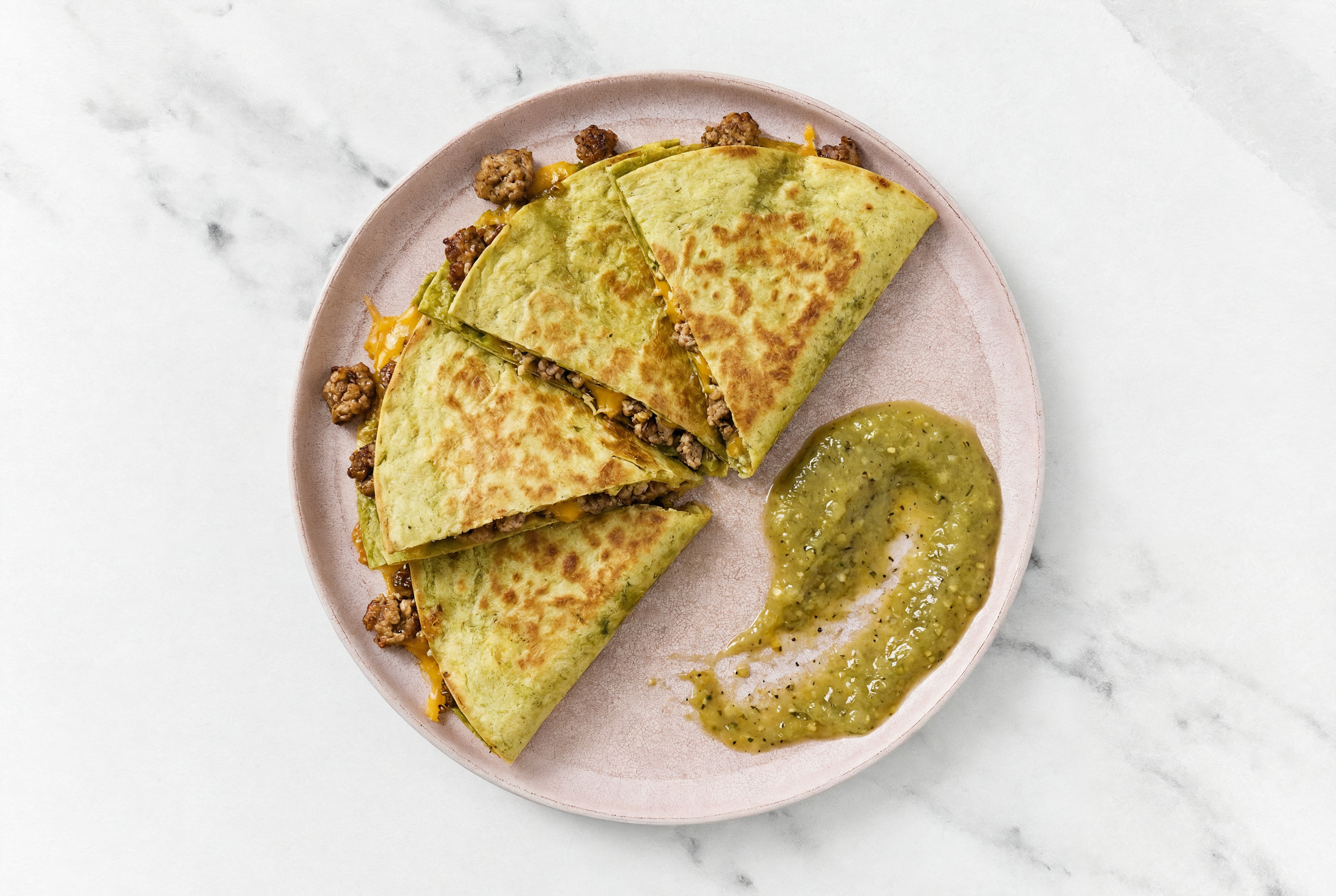 Spicy Turkey Quesadillas with Spinach Tortilla