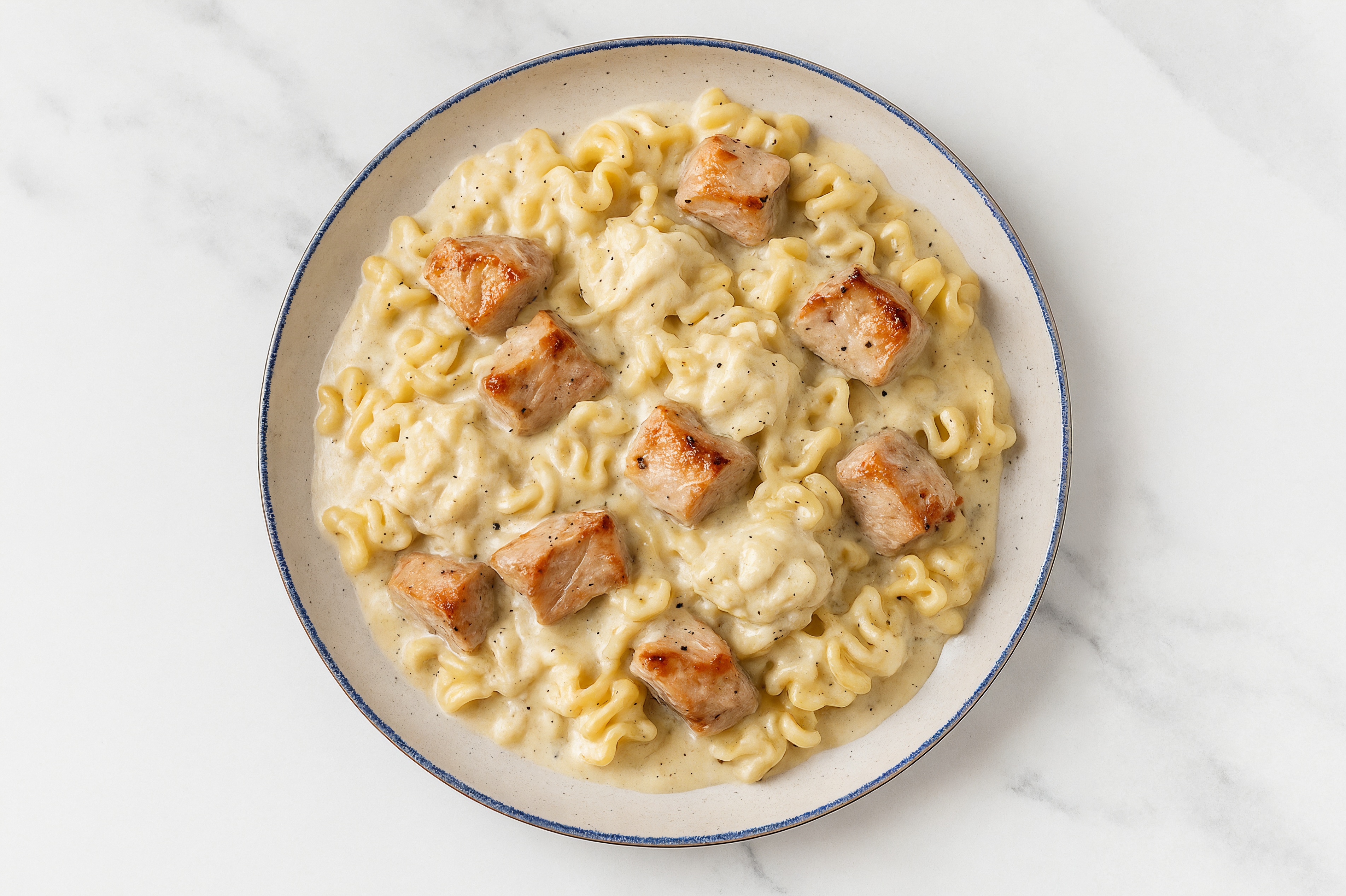 Alfredo Radiatori with Pork Chops & "Ricotta"