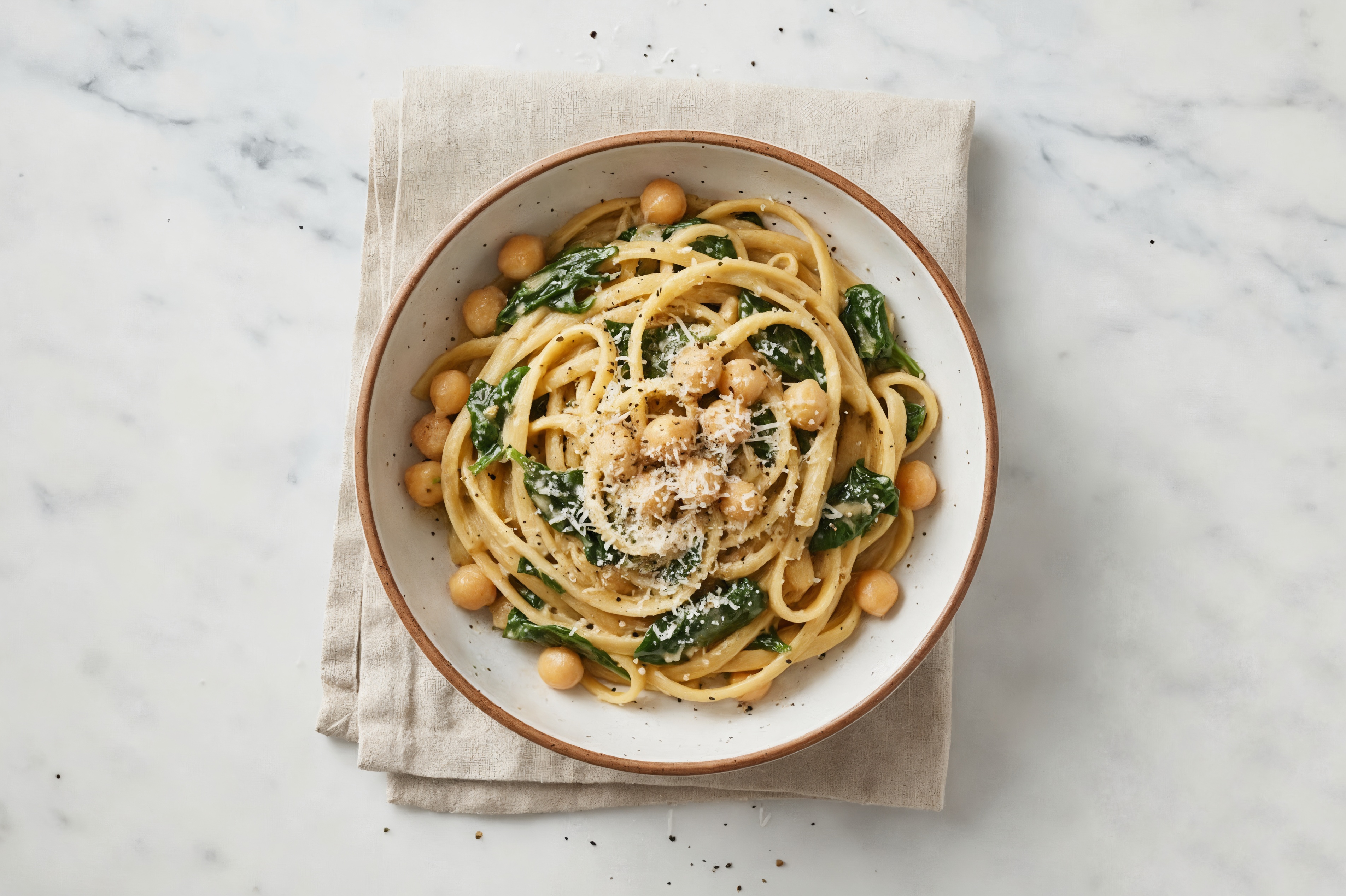  Creamy Herb White Sauce Chickpea + Rosemary Pasta