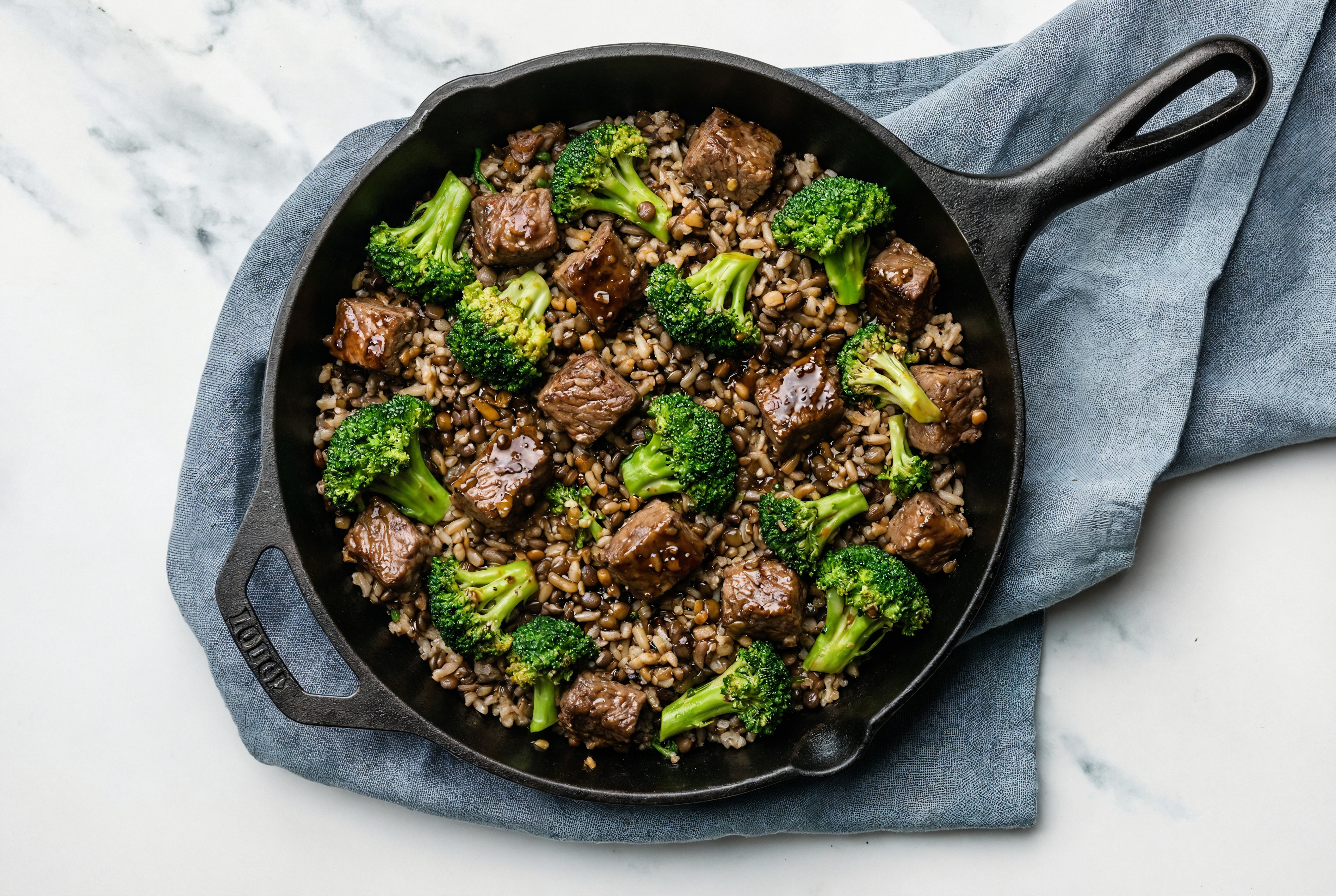 Tangy Pepper Short Rib Stir-Fry with Broccoli over Quinoa