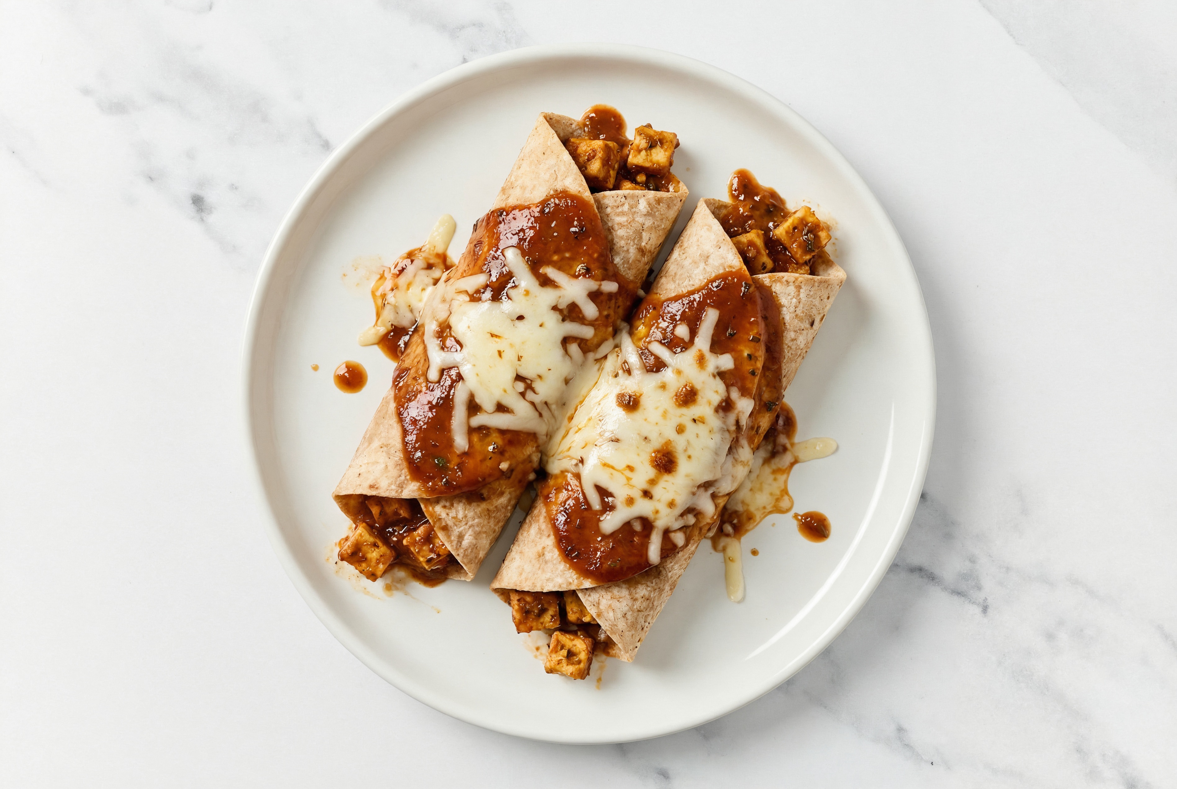 Herby Cheezy Tofu Enchiladas Rojas