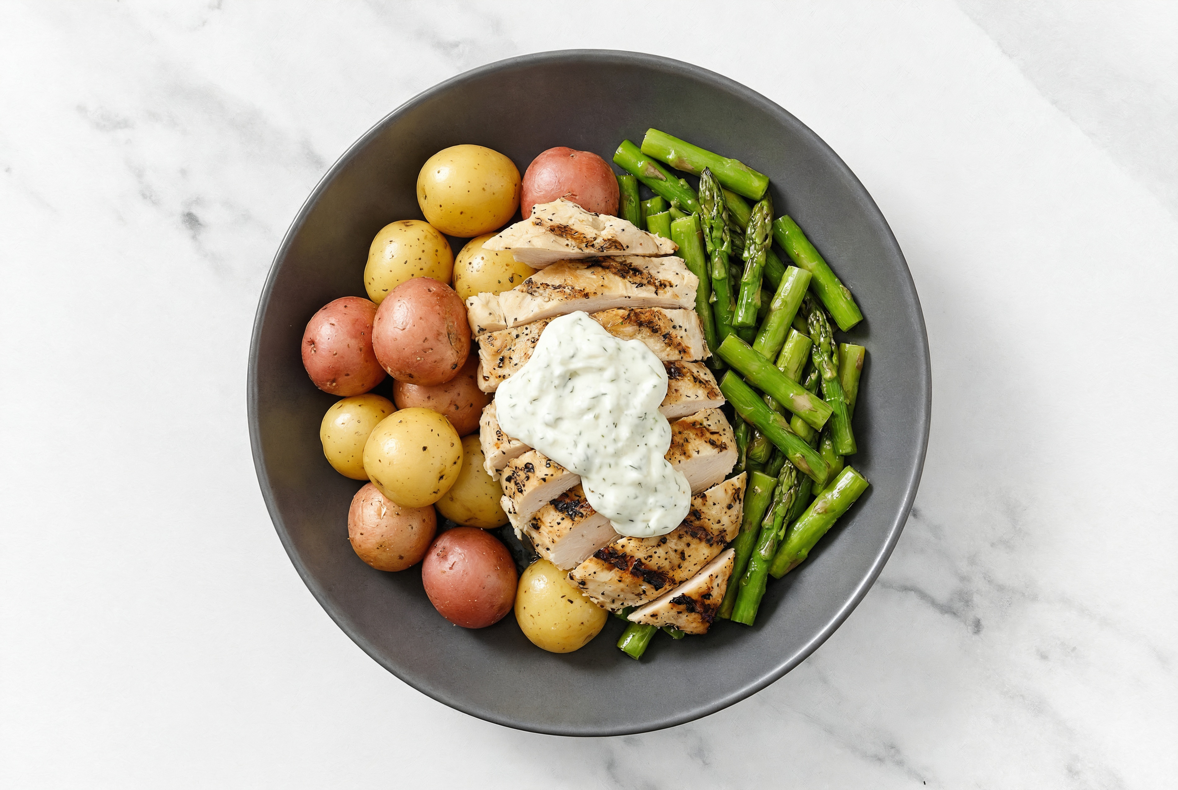 Seasoned Grilled Chicken Breast + Asparagus Tzatziki Bowl