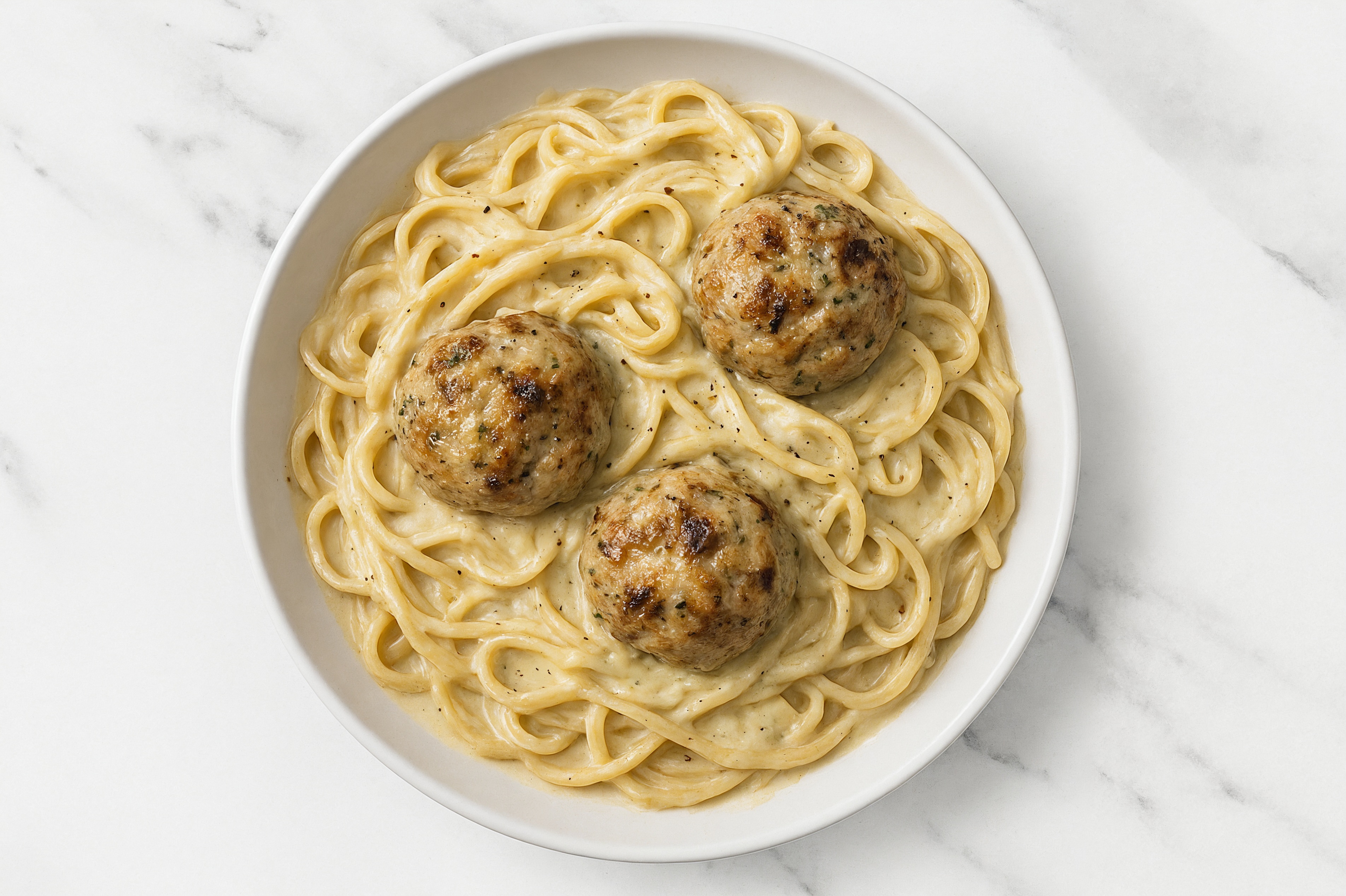 Cauliflower Linguine with Turkey meatballs & Classic Herb Cream