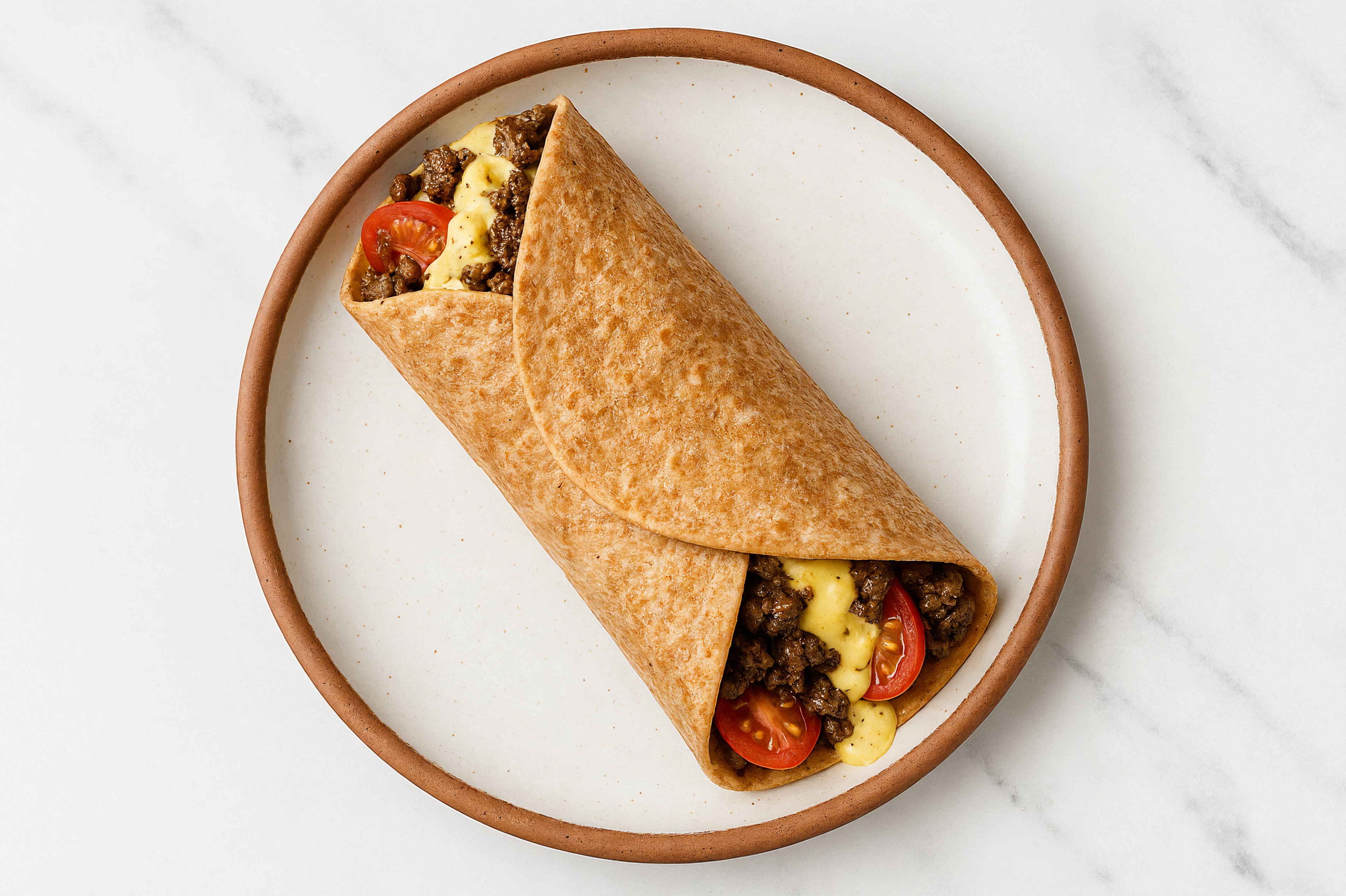 Ground Balsamic Lamb with Honey Mustard Sauce + Tomatoes Wrap