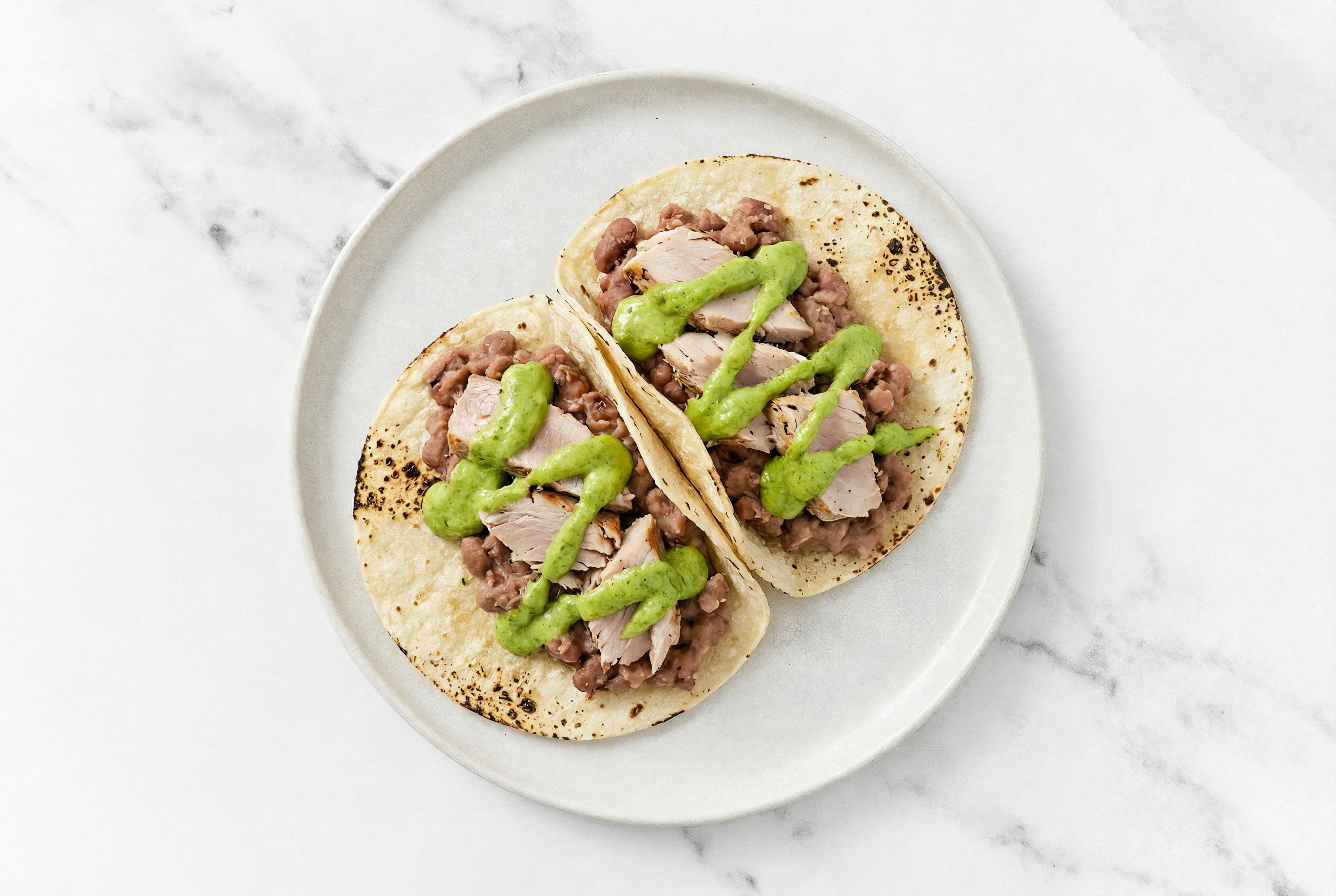 Hearty Refried Red Bean Tacos with Seared Tuna & Avocado