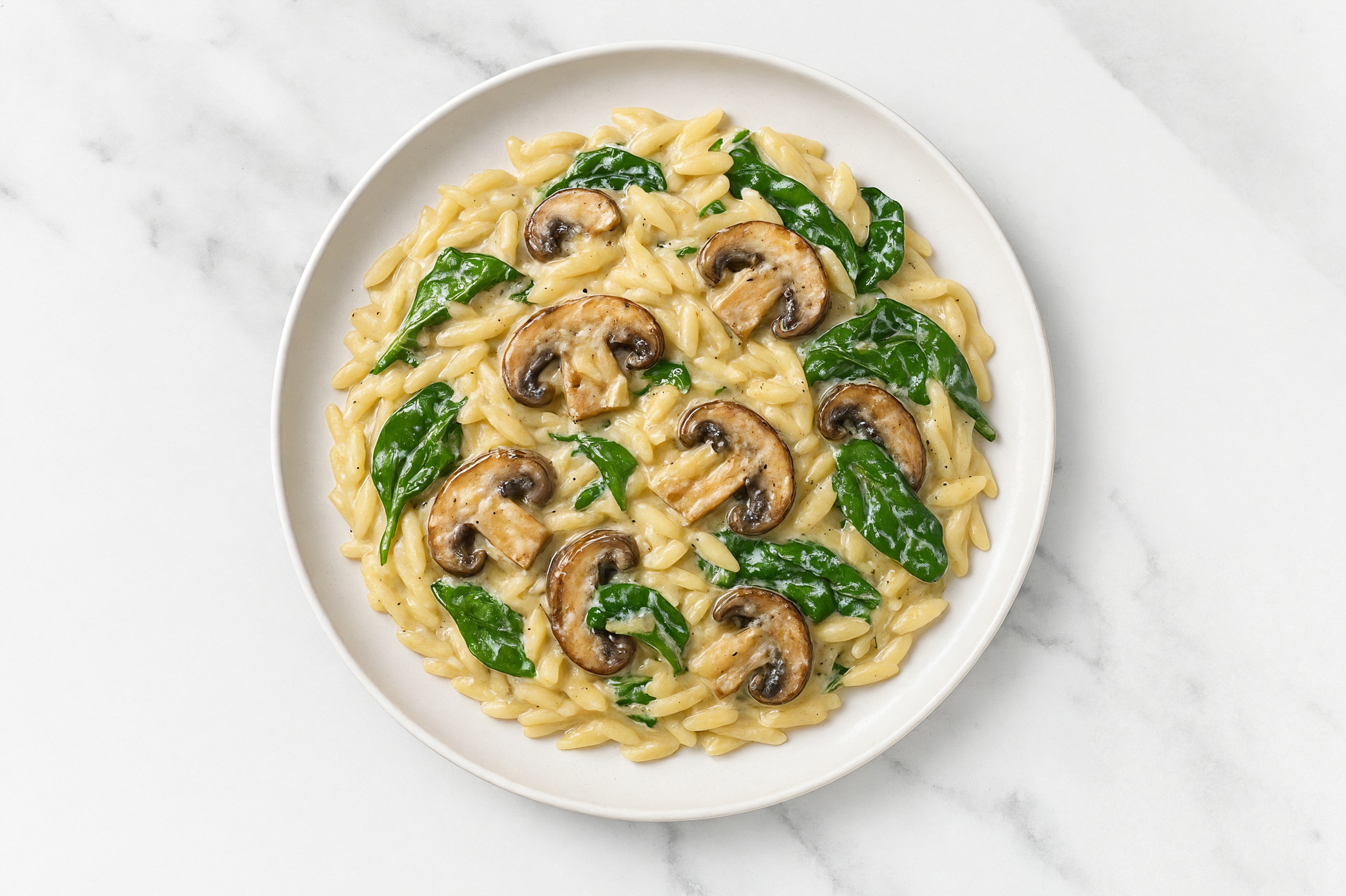 Spinach + Mushroom Orzo Truffle