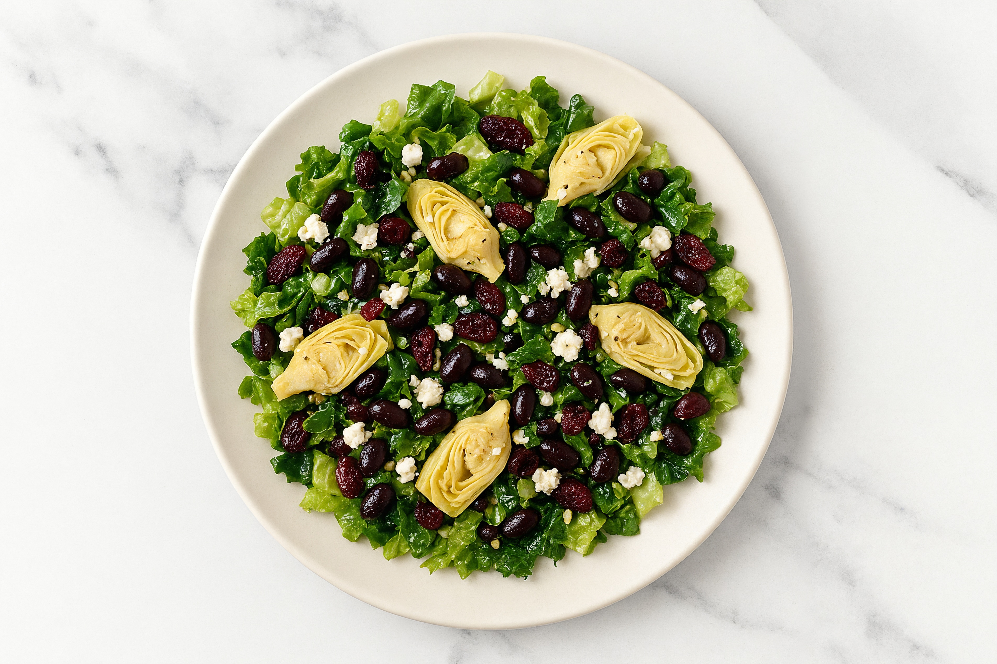 Honey Citrus Chopped Salad with Artichokes + Black Bean Beans