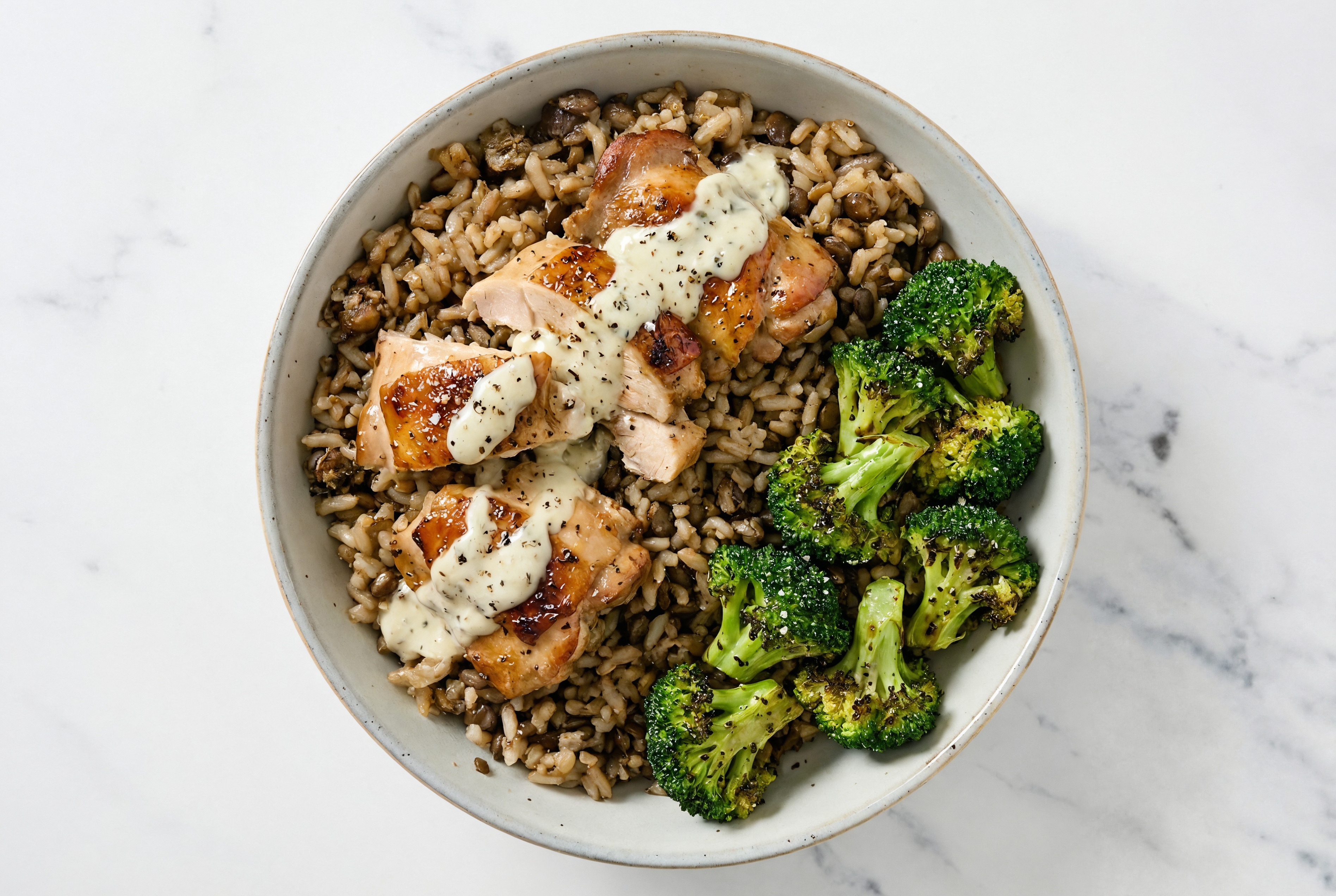 Garlic Roasted Chicken + Organic Broccoli Bowl