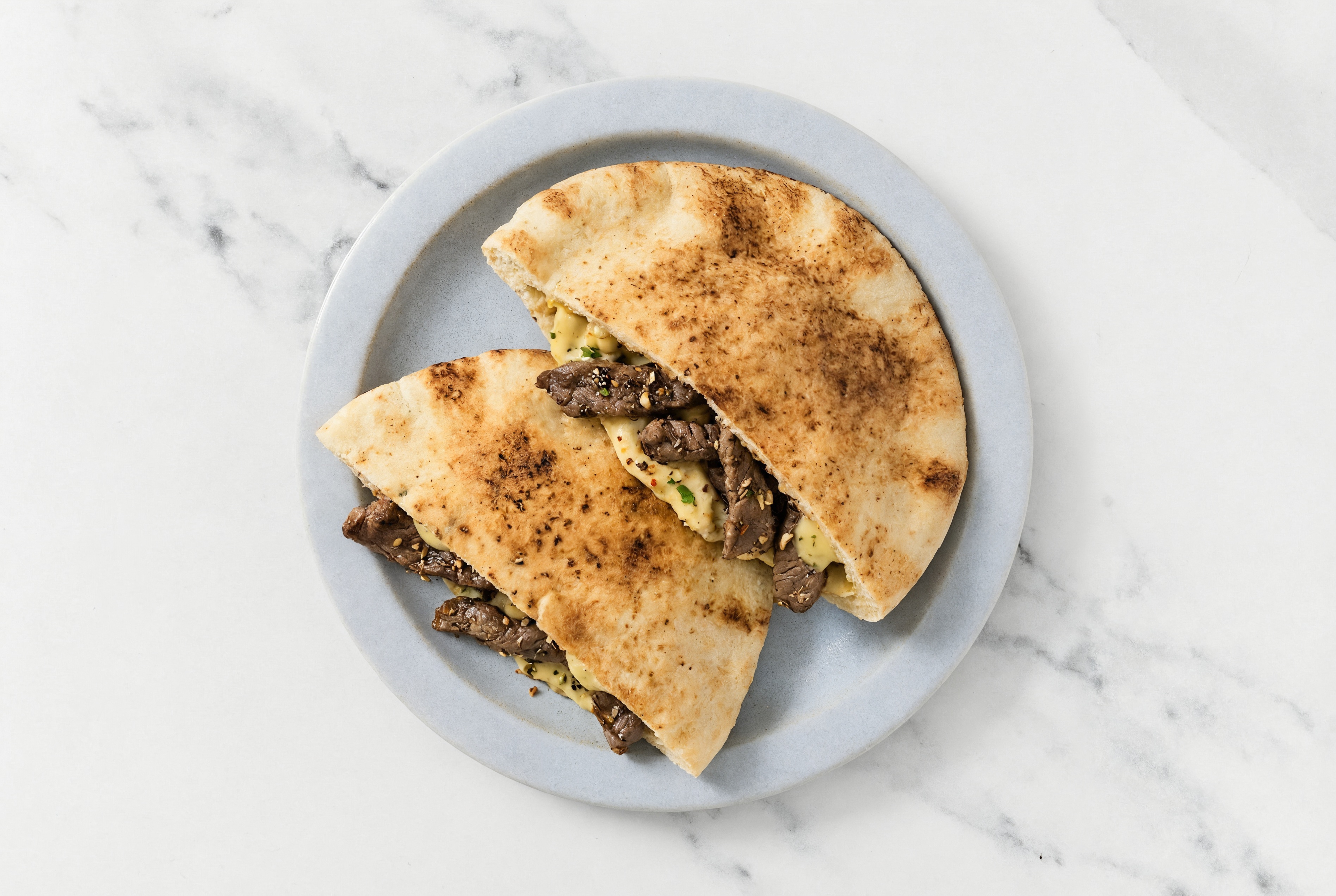 Hearty Balsamic Beef + Homemade Hummus Traditional Pita Pocket