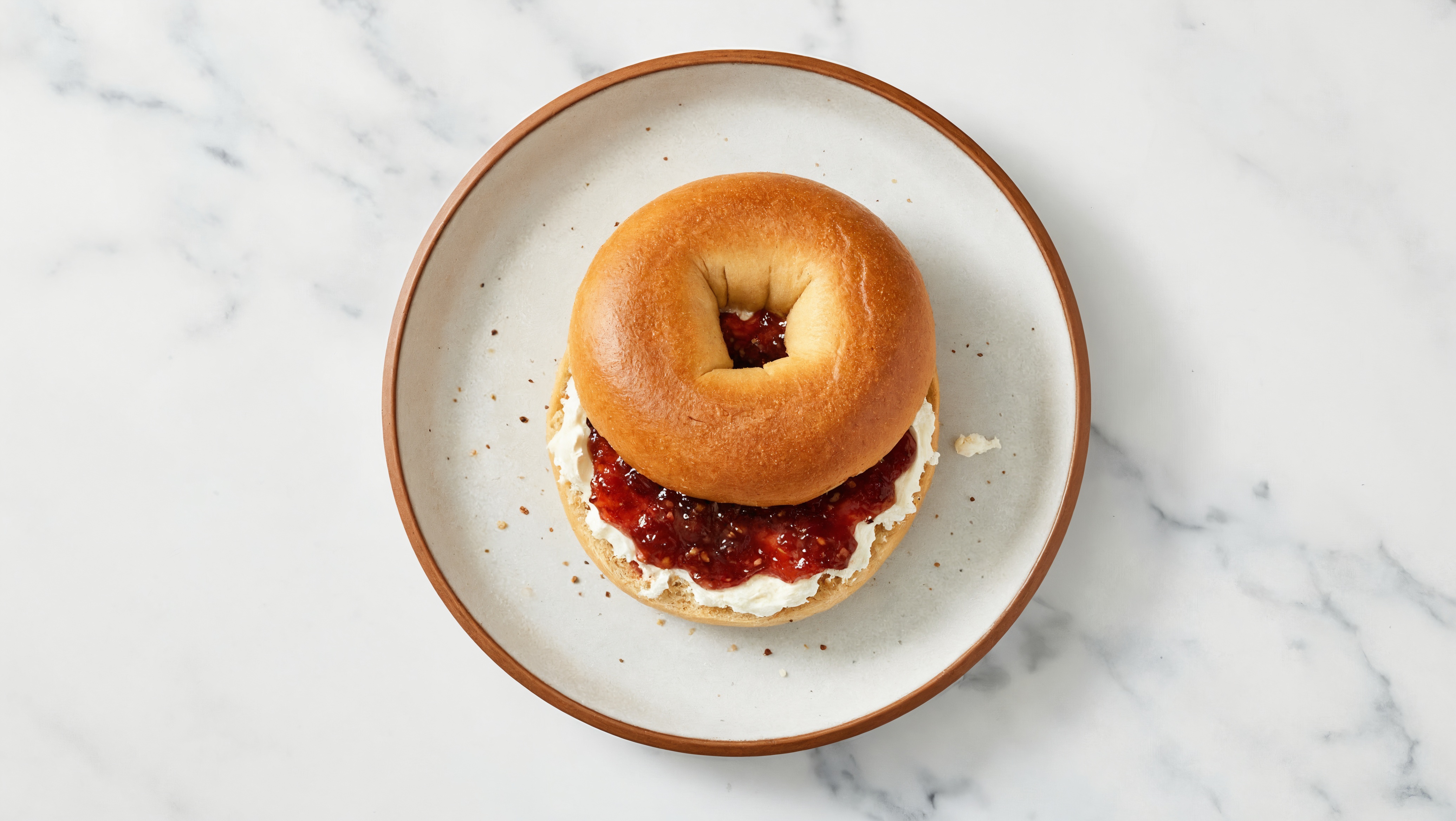 Dairy-Free Cream Cheese + Strawberry Jam Bagel Sandwich