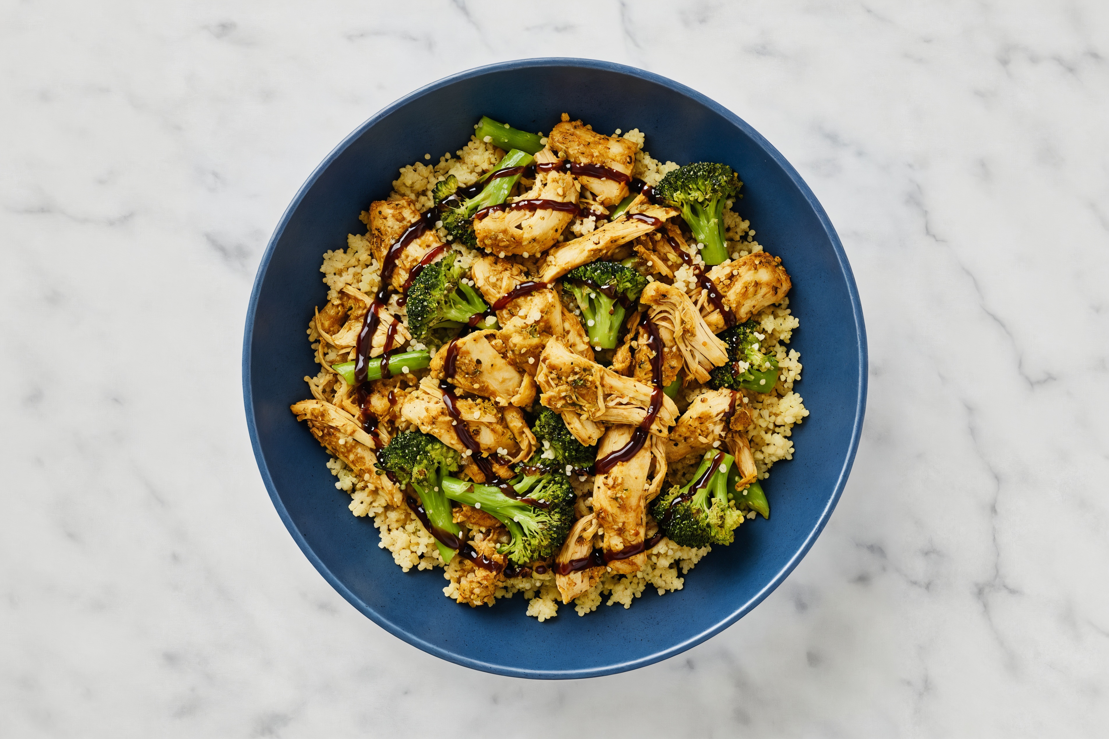 Shawarma Chicken over Couscous with Baby Broccoli