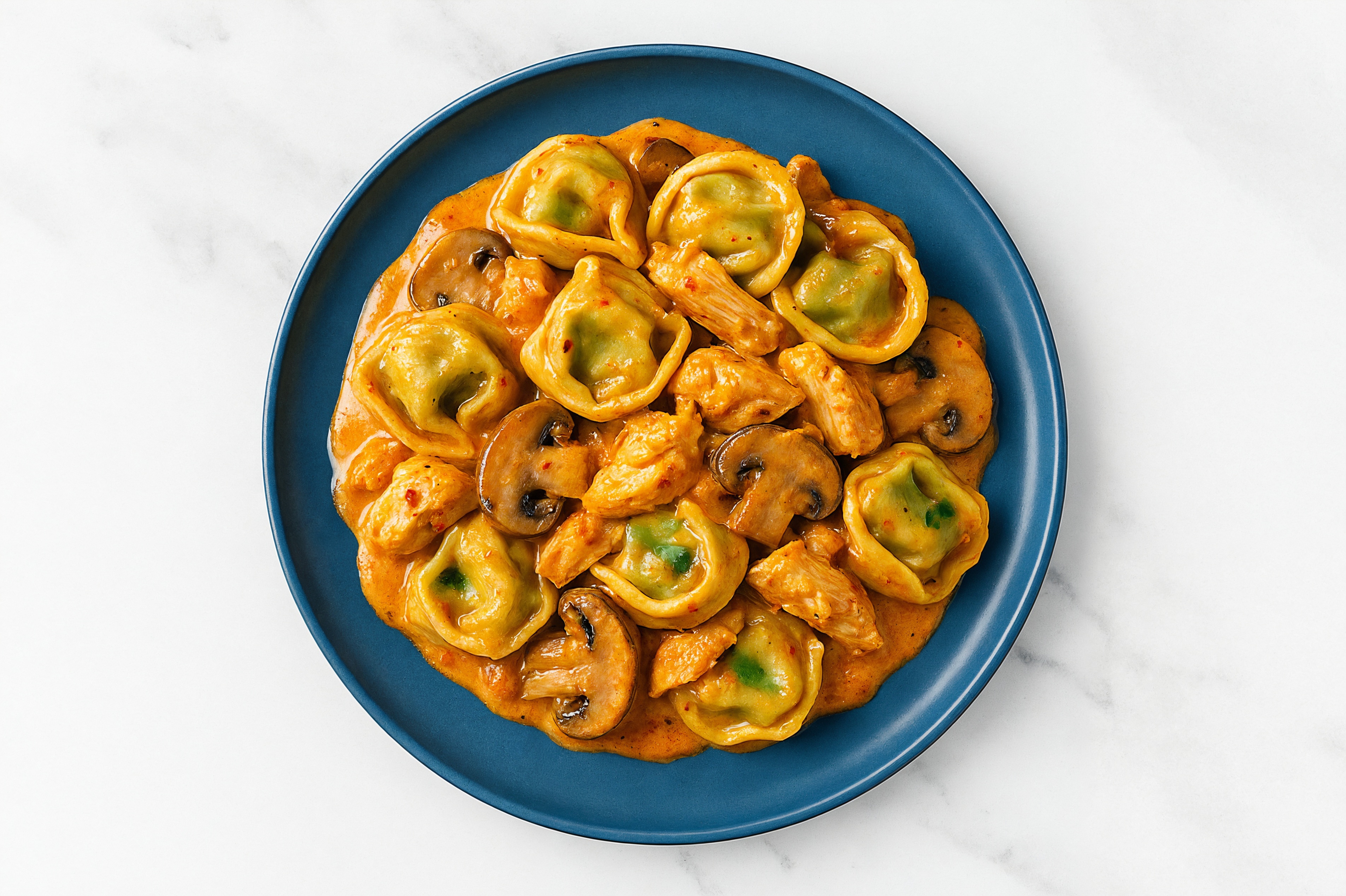 Tortellini Vodka with Chile Chicken & Mushrooms