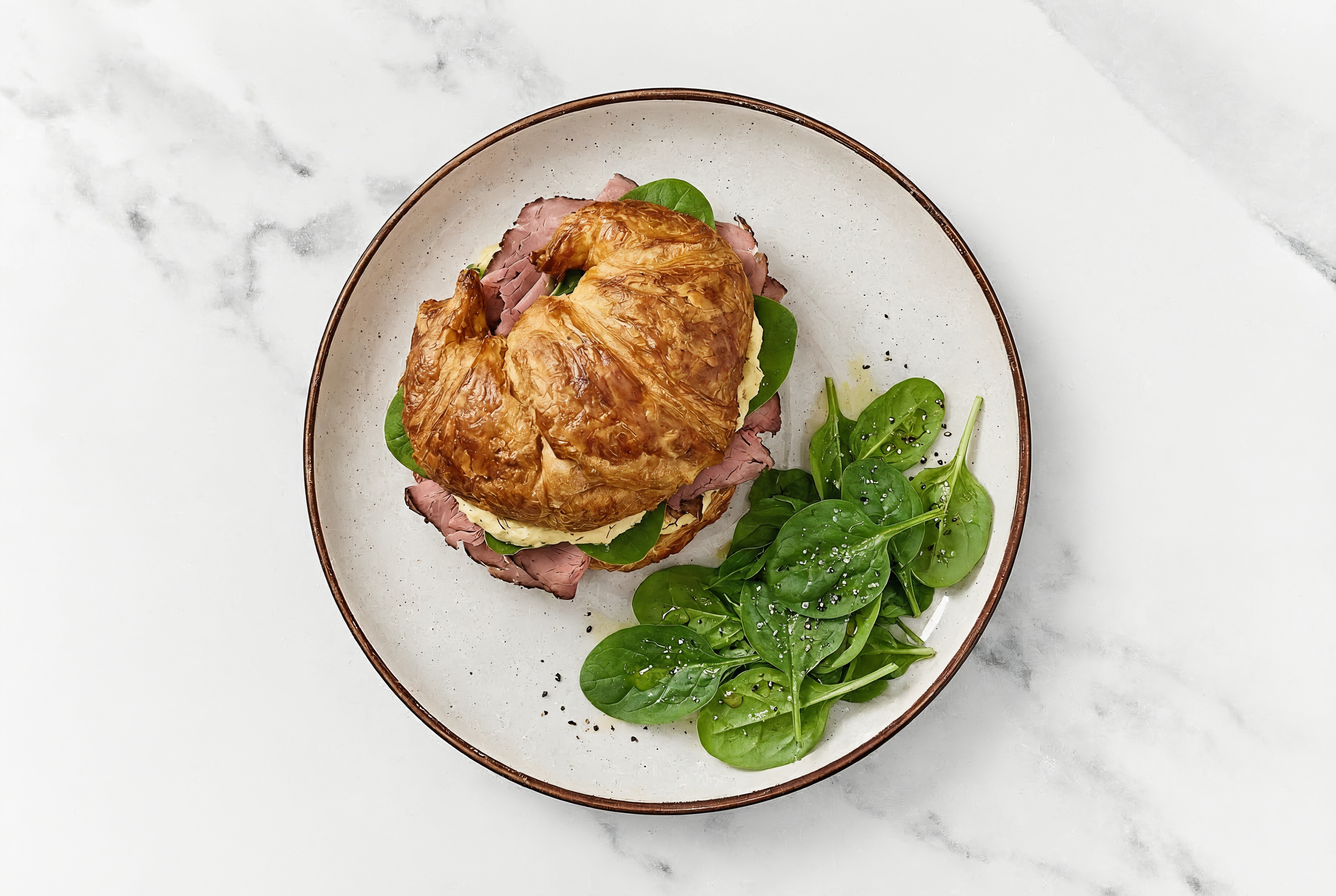 Savory Lemony Hummus Roast Beef Sandwich with Baby Spinach