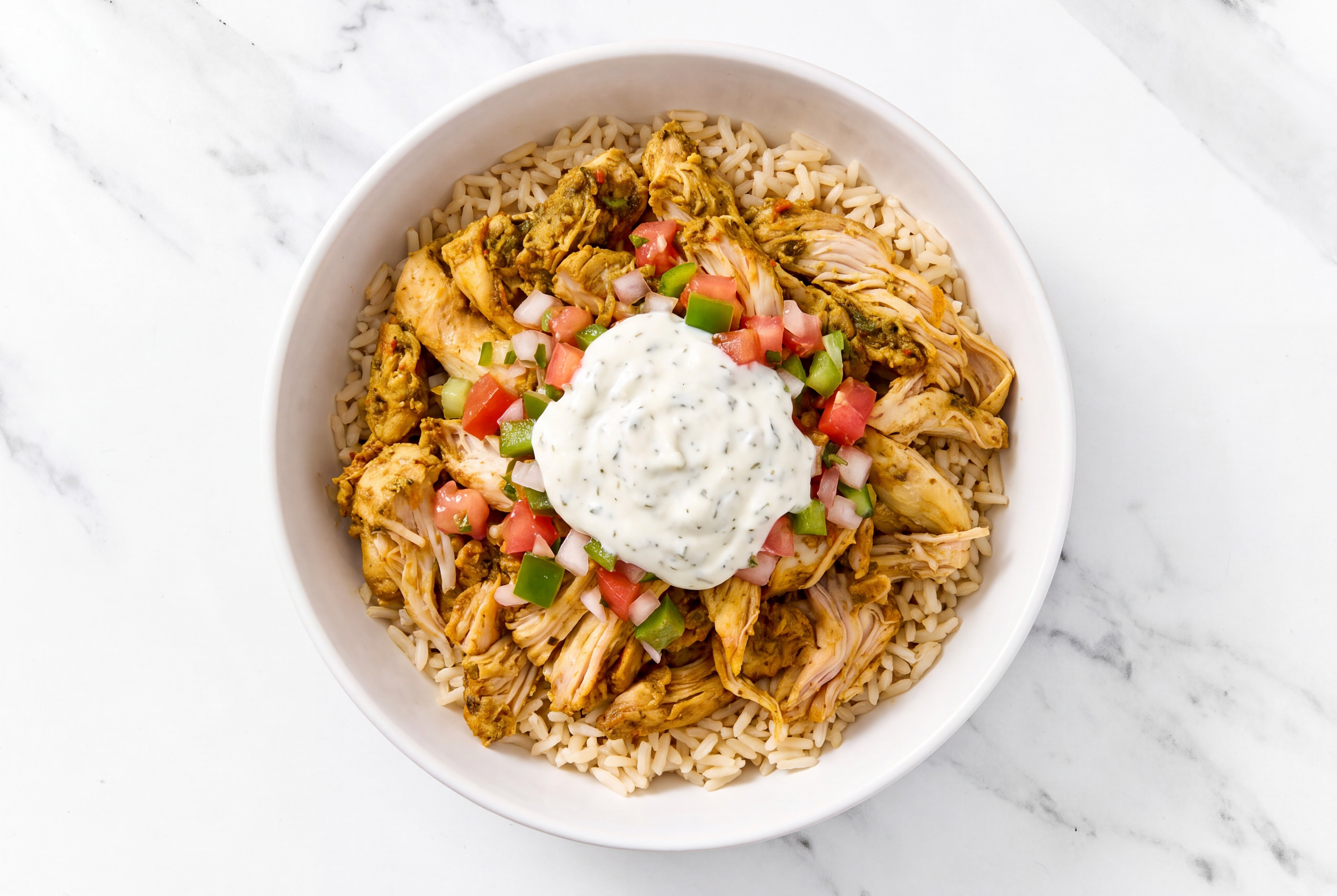 Tzatziki Chicken Shawarma Power Bowl with Rice Cooked in Bone Broth