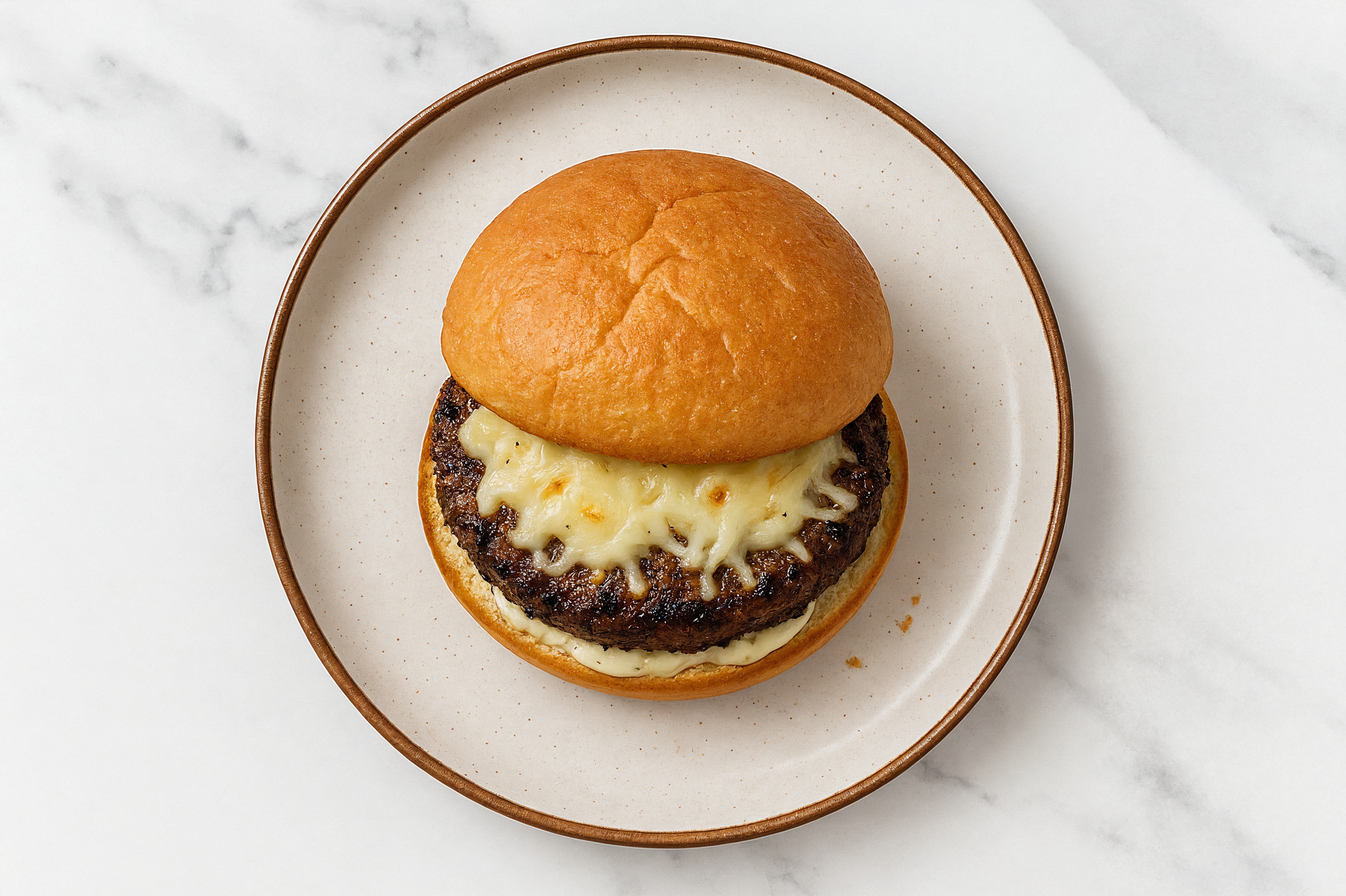 Mozzarella Beyond Burger on GF Bun with Garlic Sauce