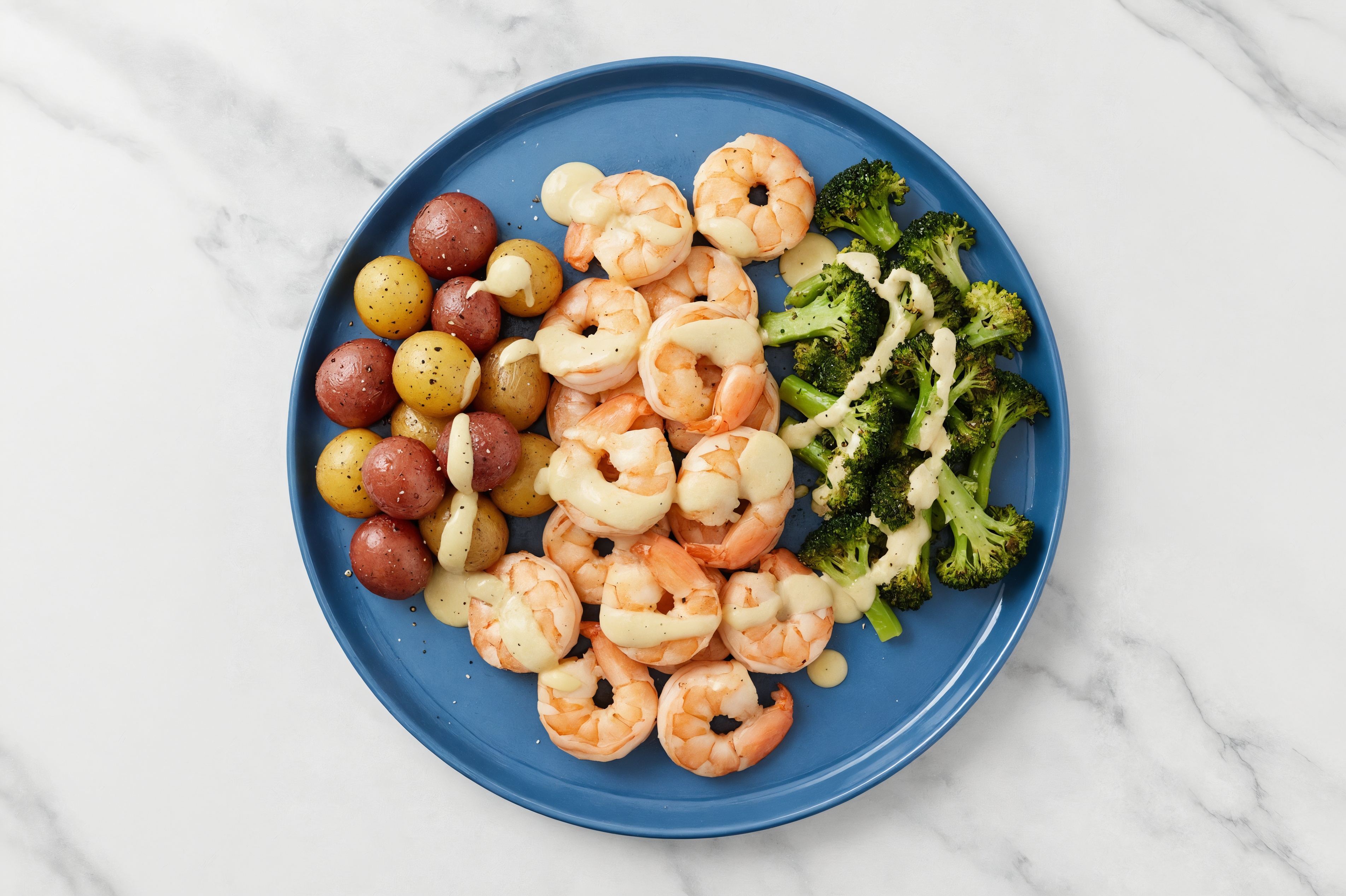 Jumbo Shrimp Bowl with Potatoes + Broccoli
