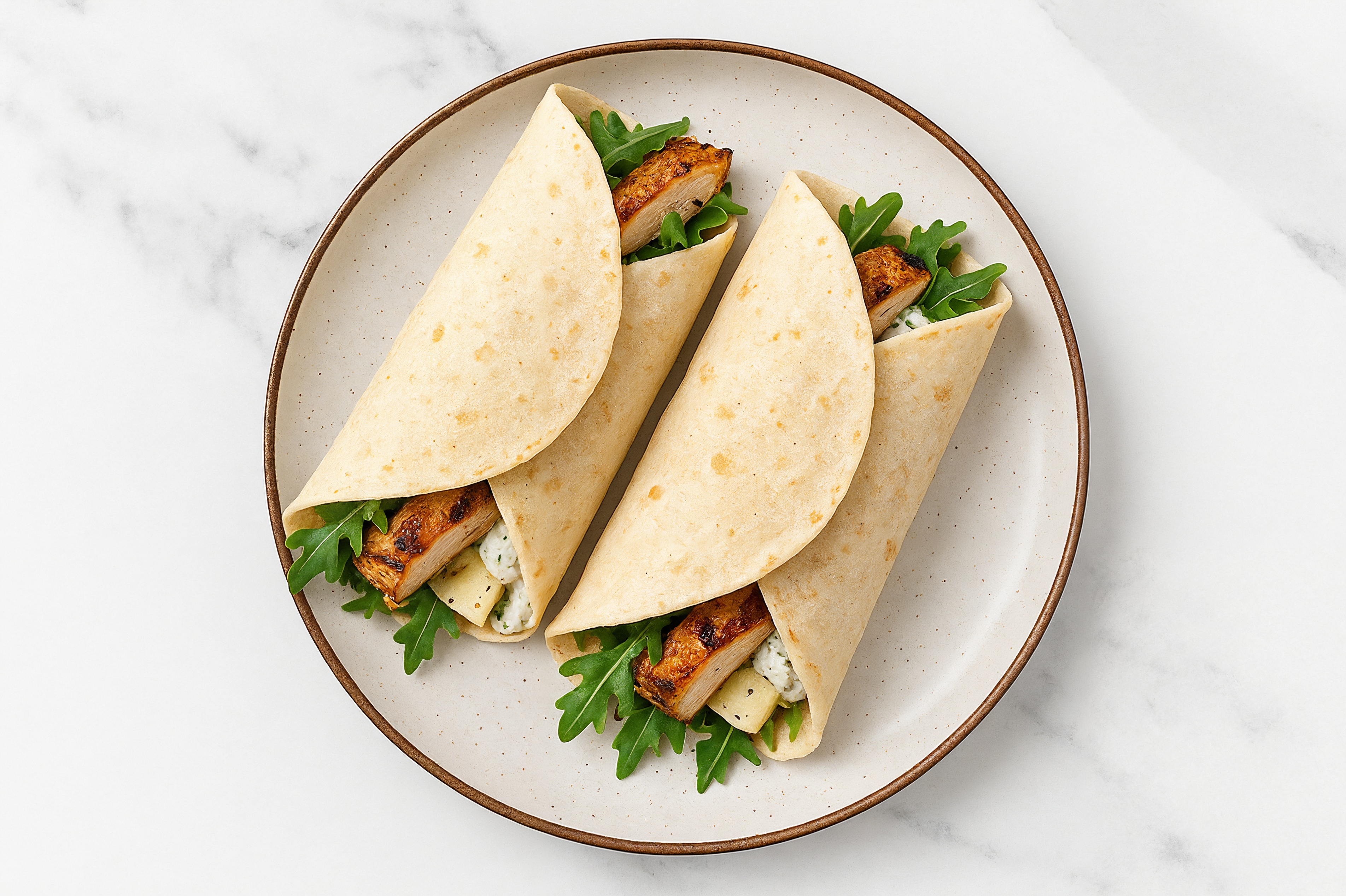 Creamy Blackened Chicken + Havarti Tortilla Wraps with Arugula