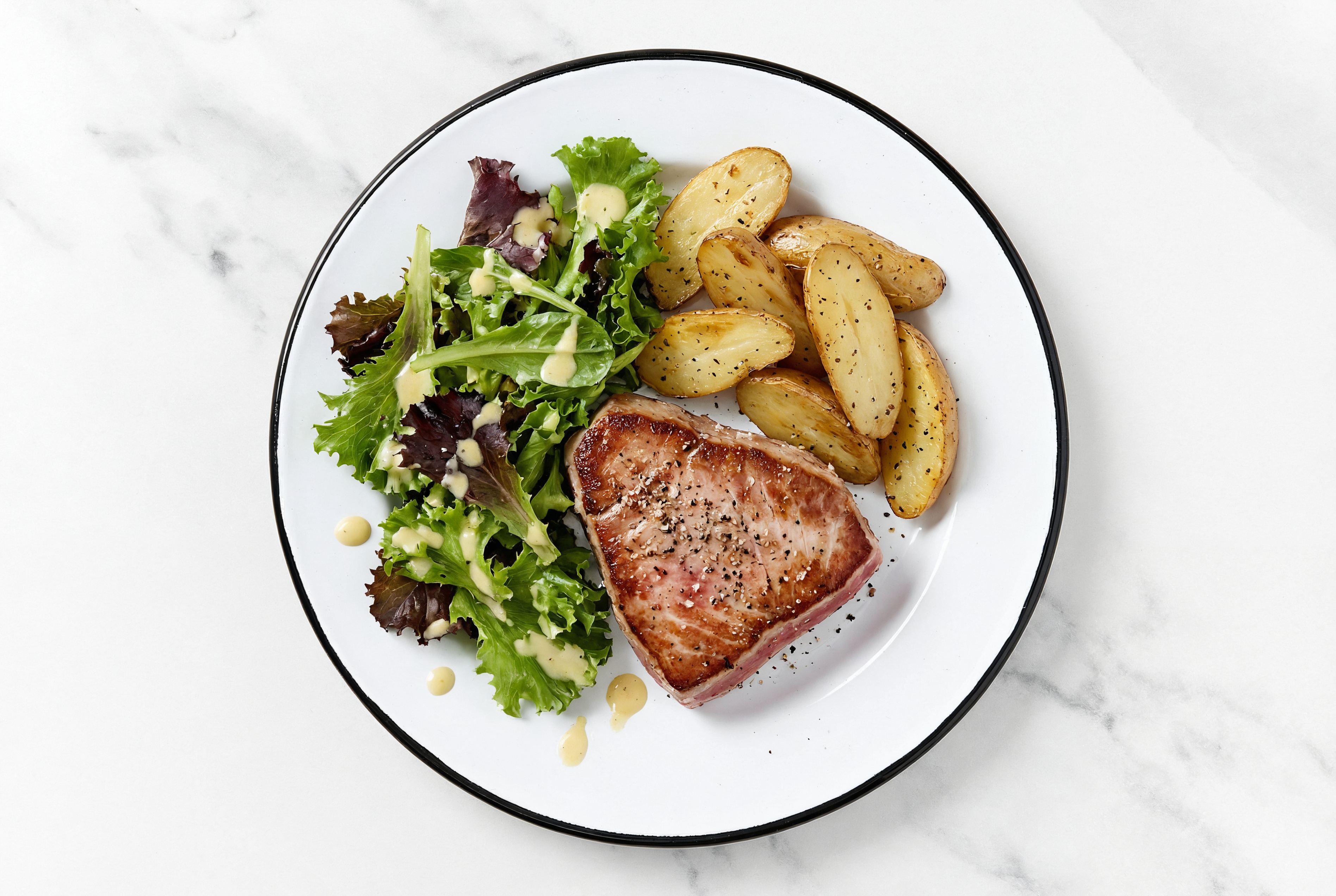  Tuna Steak with Crispy Potatoes + Side Salad