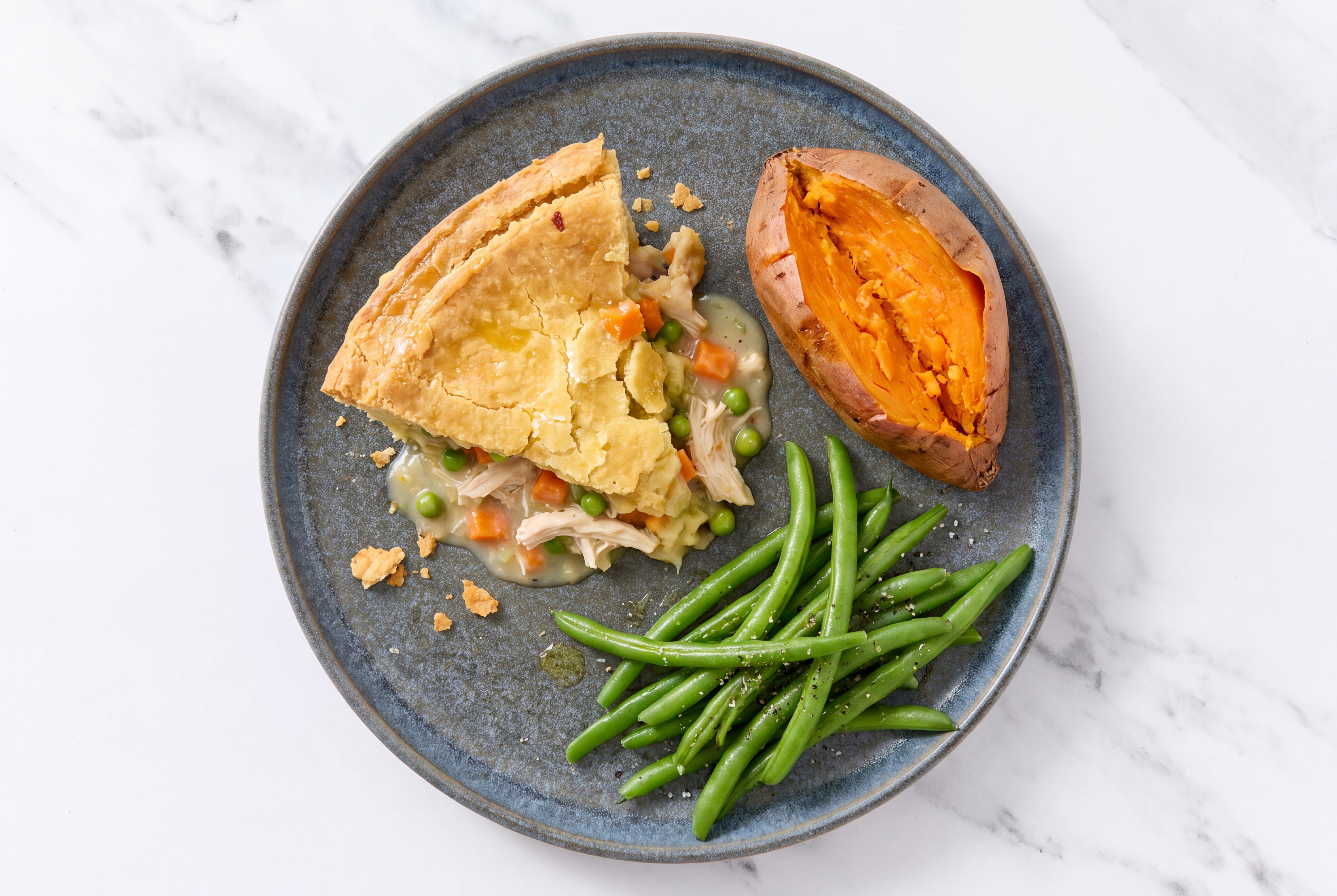 Chicken Pot Pie with Green Beans & Sweet Potato