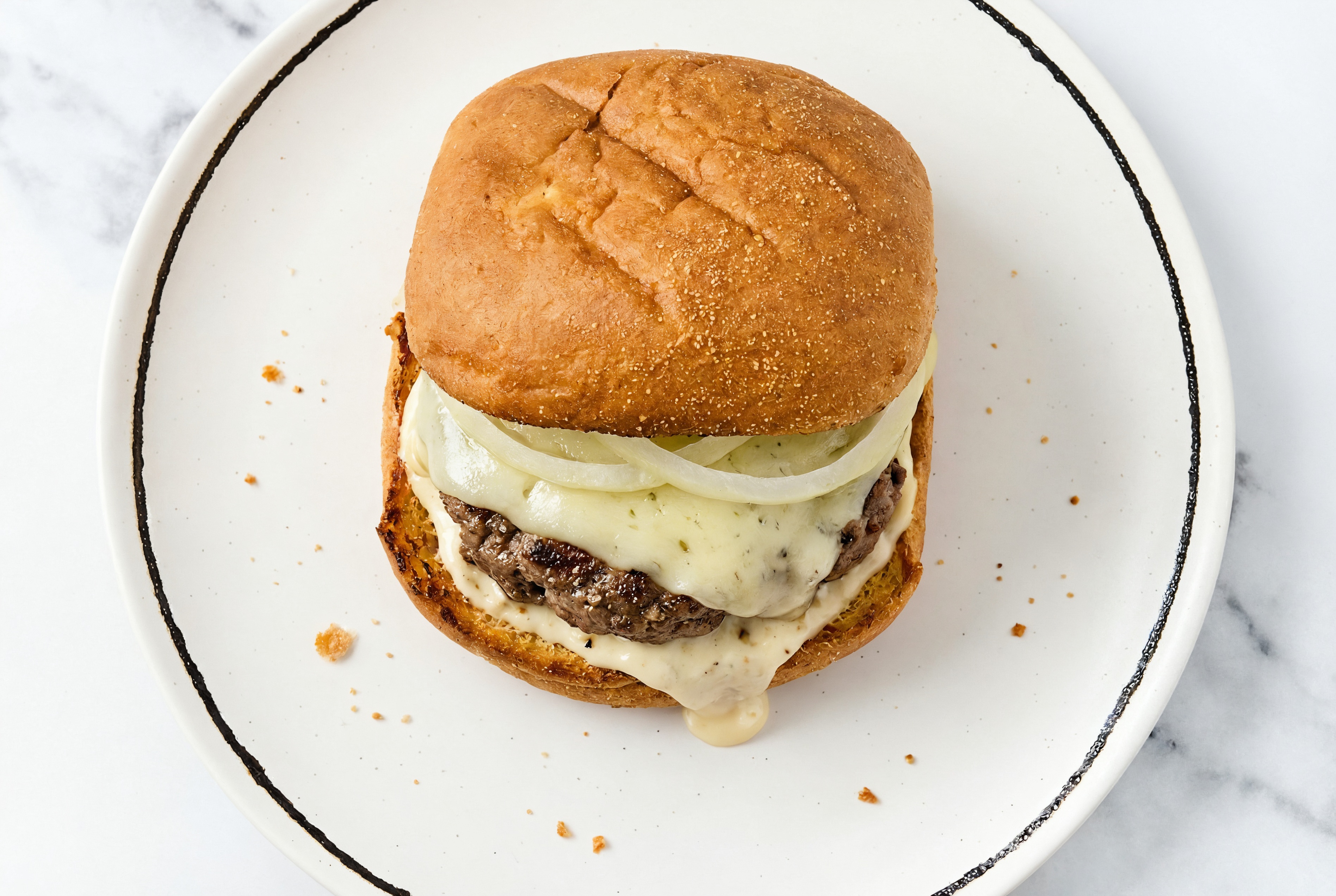 Herby Bison Burger with Vegan Garlic Sauce + Havarti