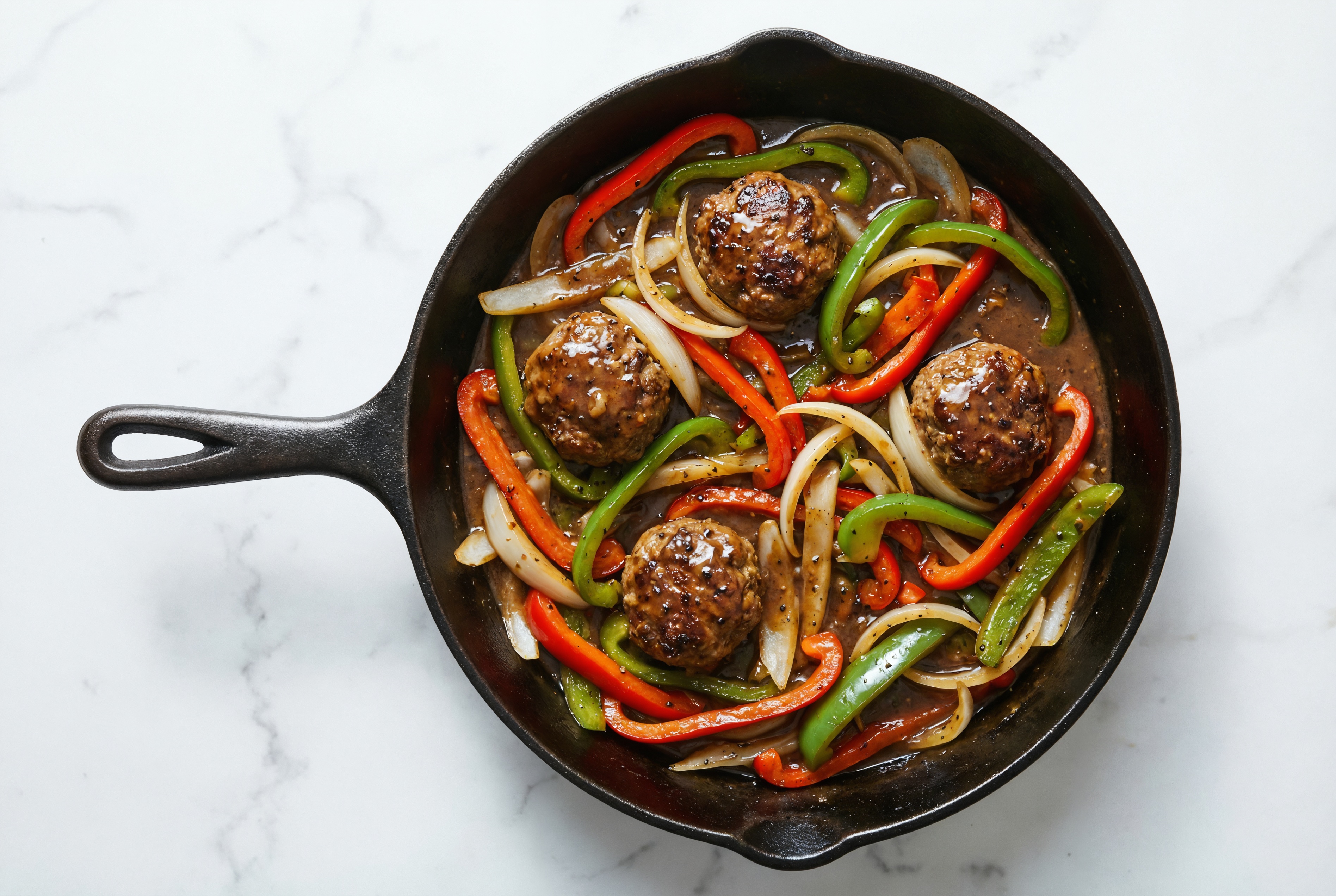 Tangy Pepper Meatball Stir-Fry with Bell Peppers