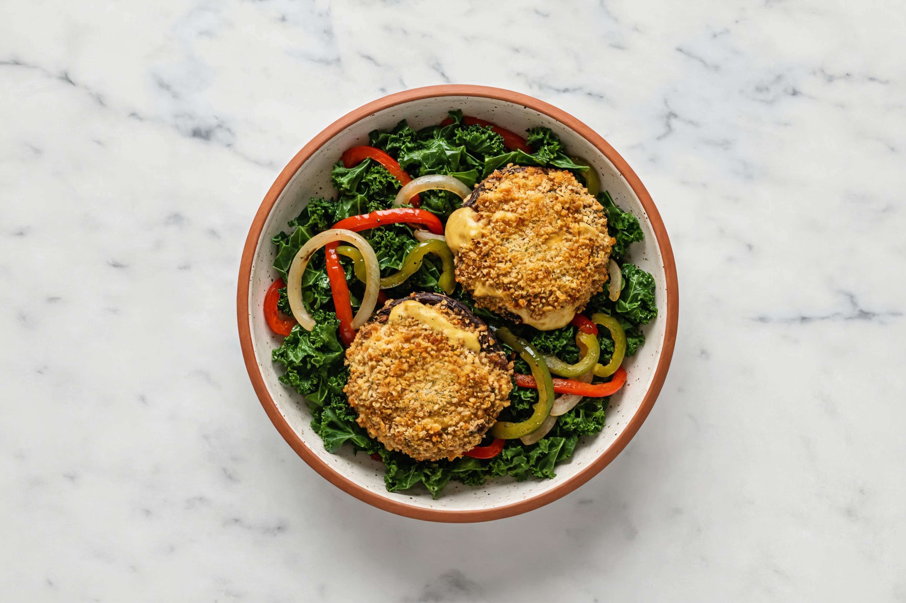 Crispy Portabella Mushroom Kale Bowl