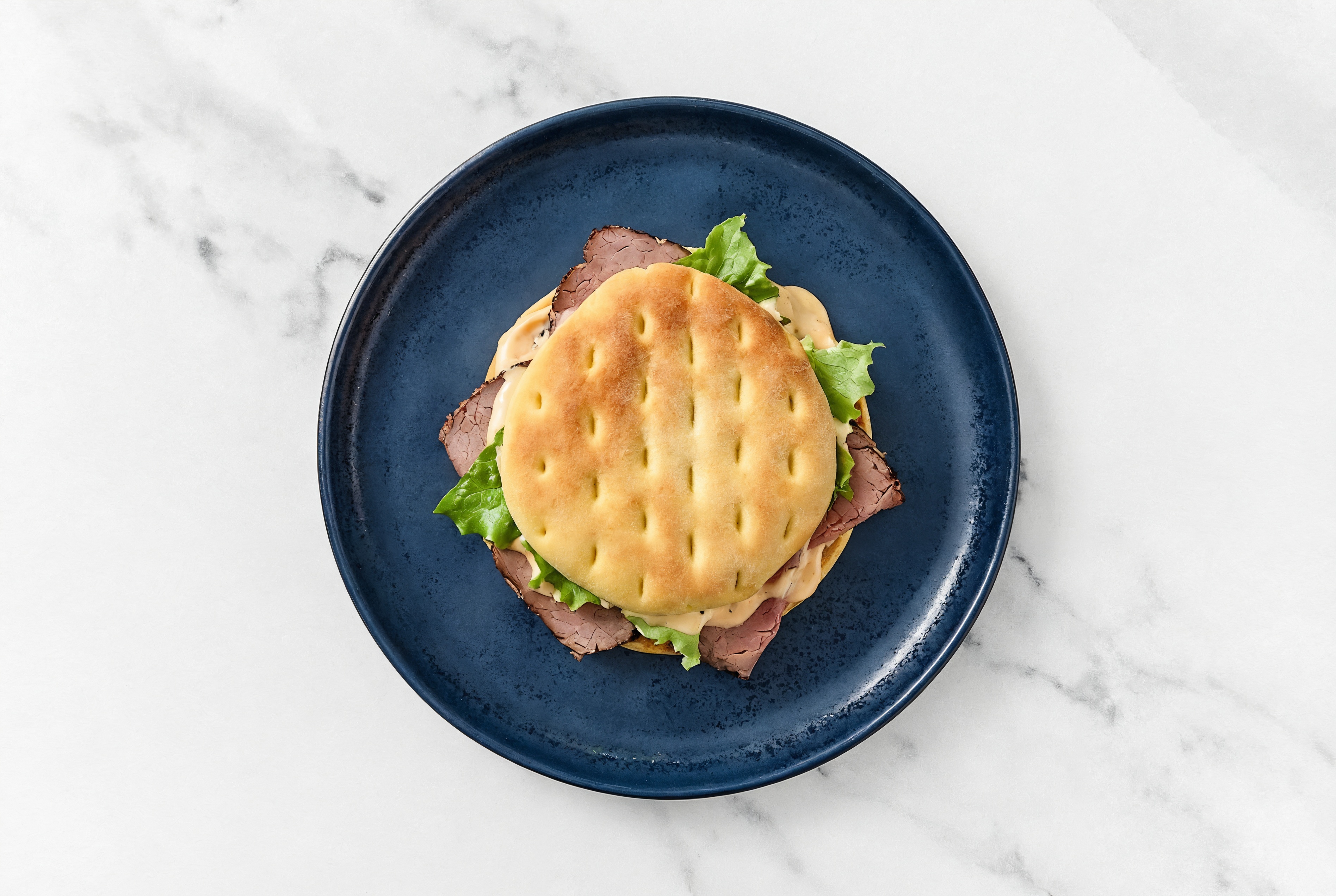 Roast Beef + Lettuce Sandwich with Brioche Buns + Sauce
