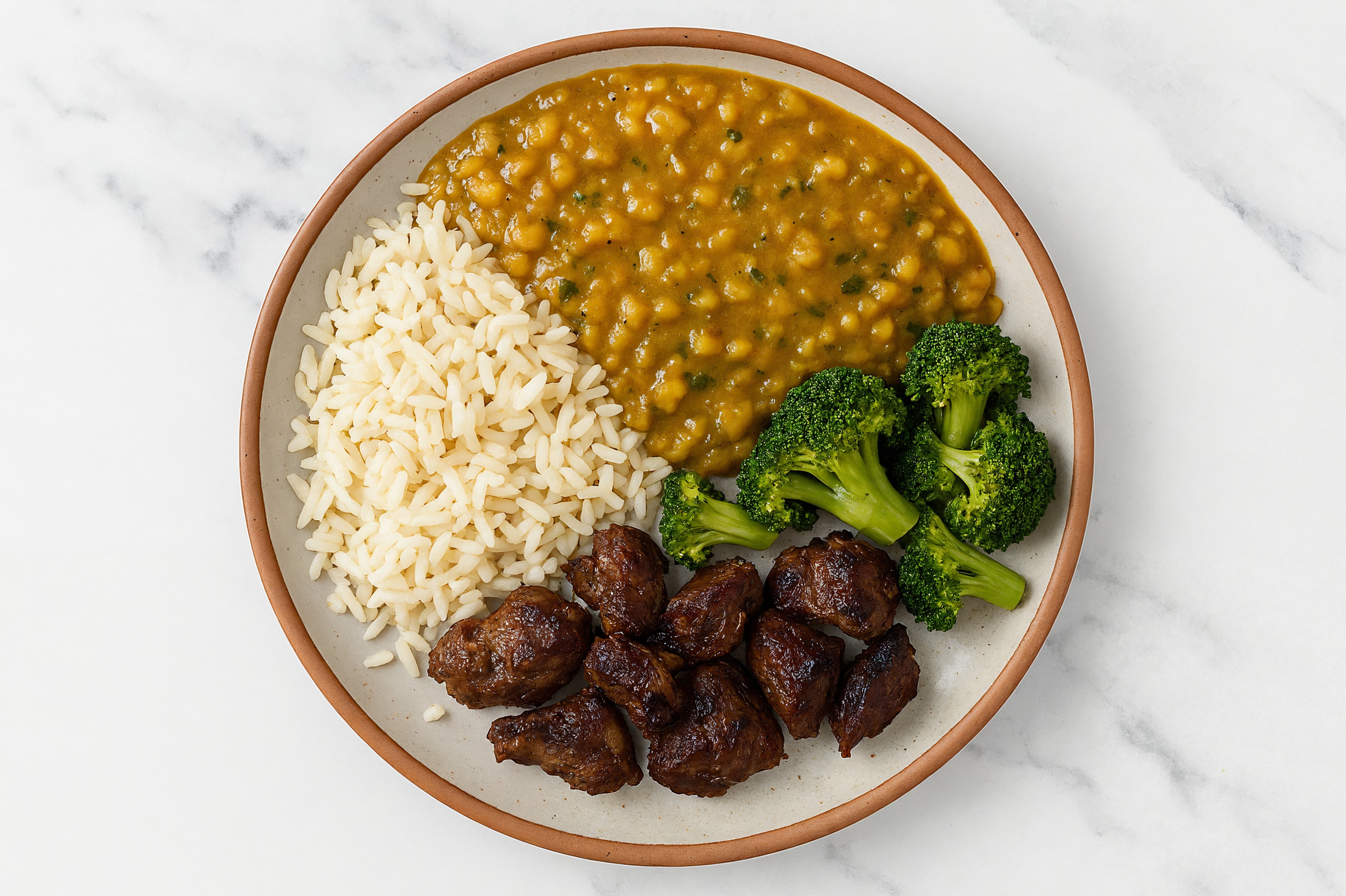 Beef Long Grain White Rice Bowl with Yellow Lentils