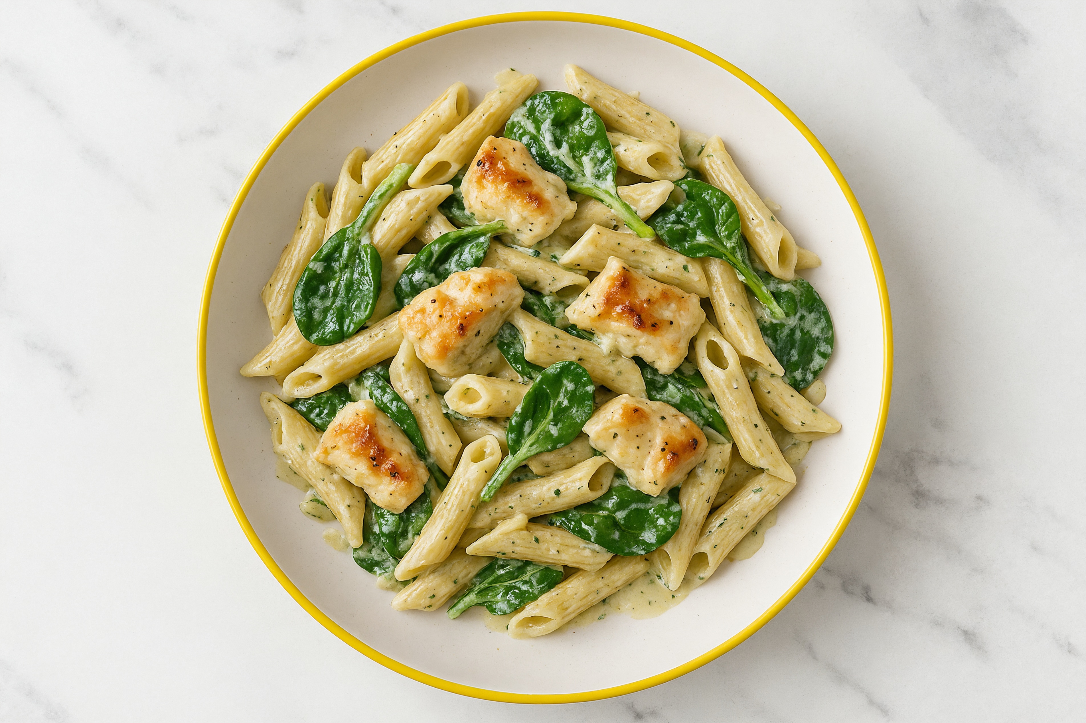  Pasta Herb Cream with Chicken Breast + Baby Spinach