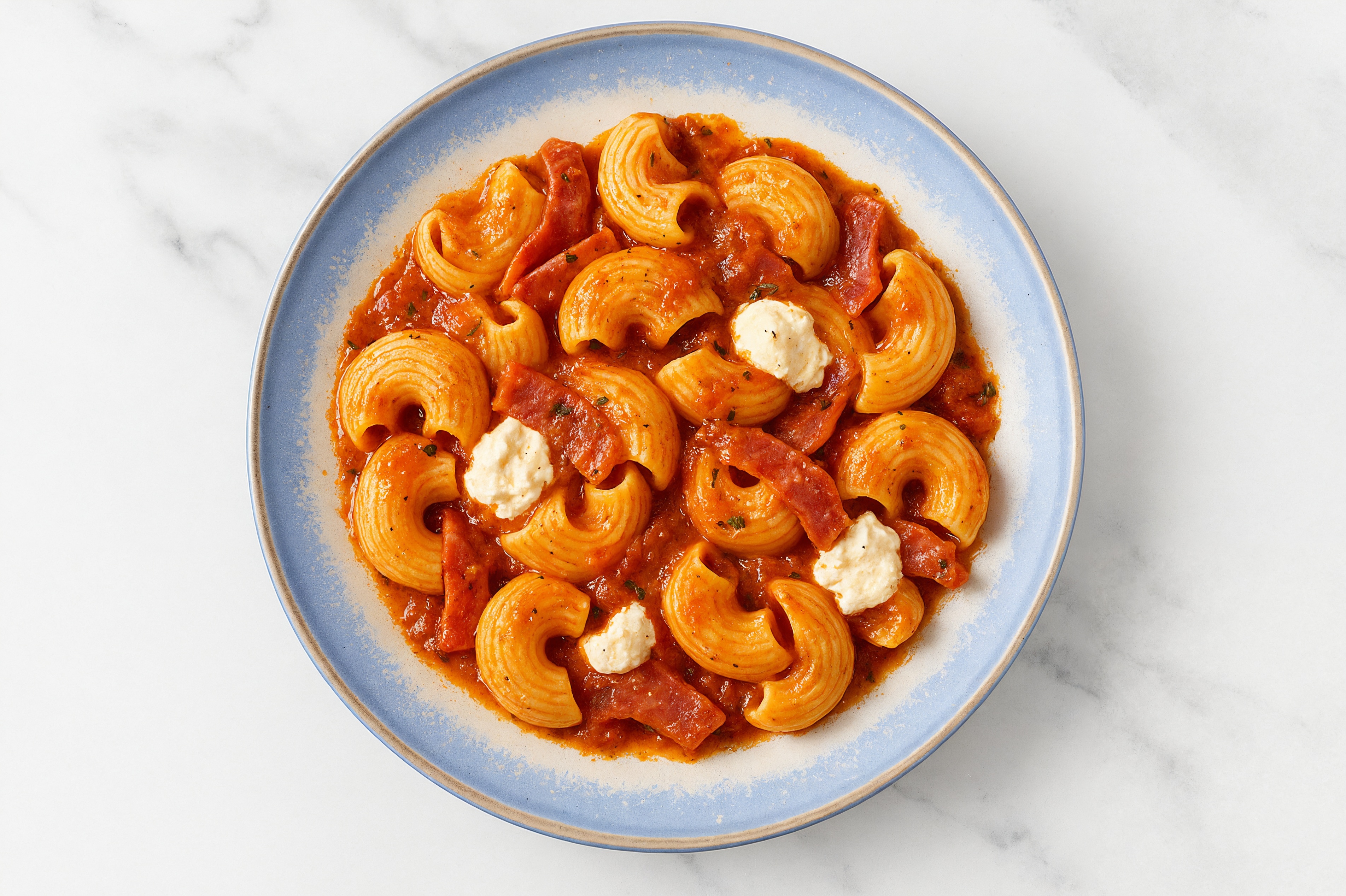 Tomato Marinara Chiocciole with Salami & "Ricotta"