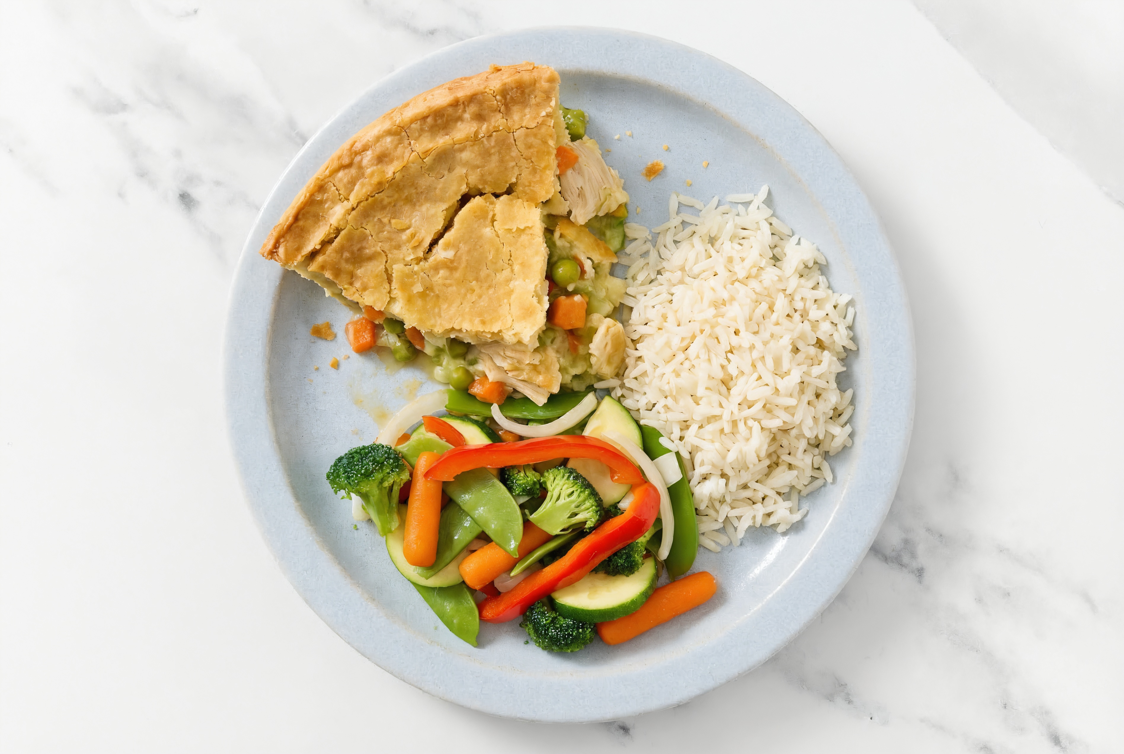 Chicken Pot Pie with Veggies & White Rice