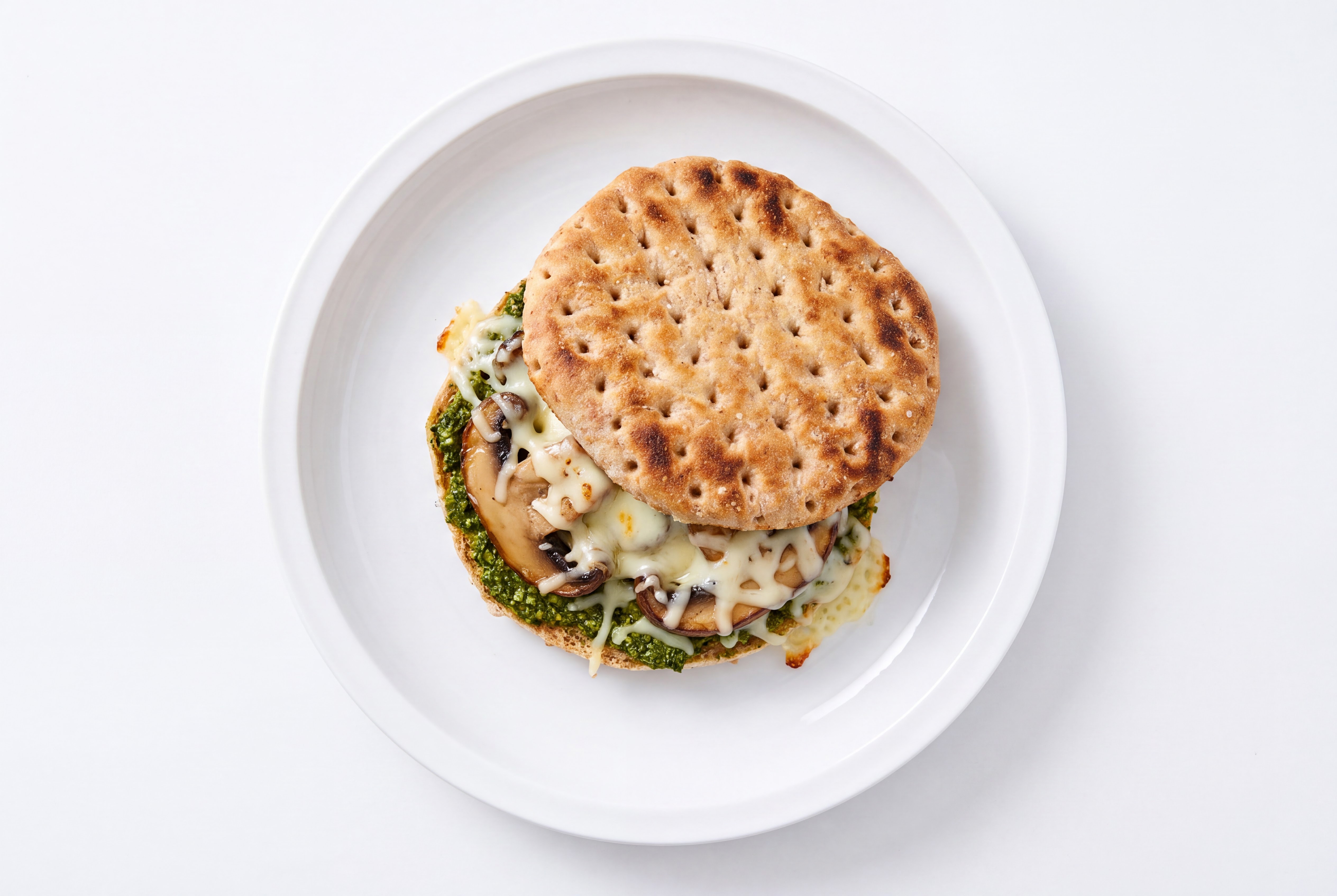 Pesto Mushroom Grilled Cheese with Shredded Mozzarella Cheese