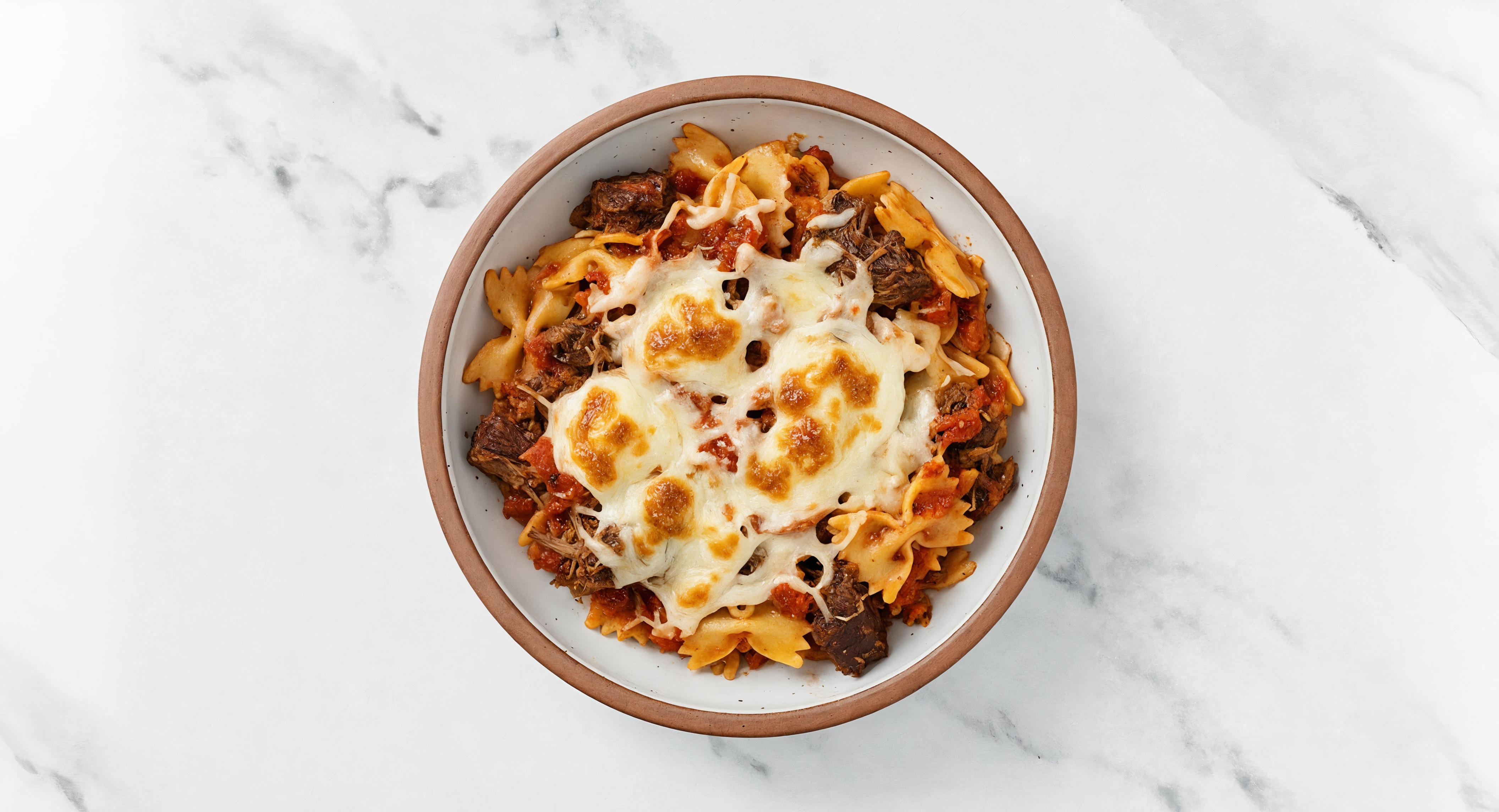 Cheesy Short Rib Farfalle Pasta Bake
