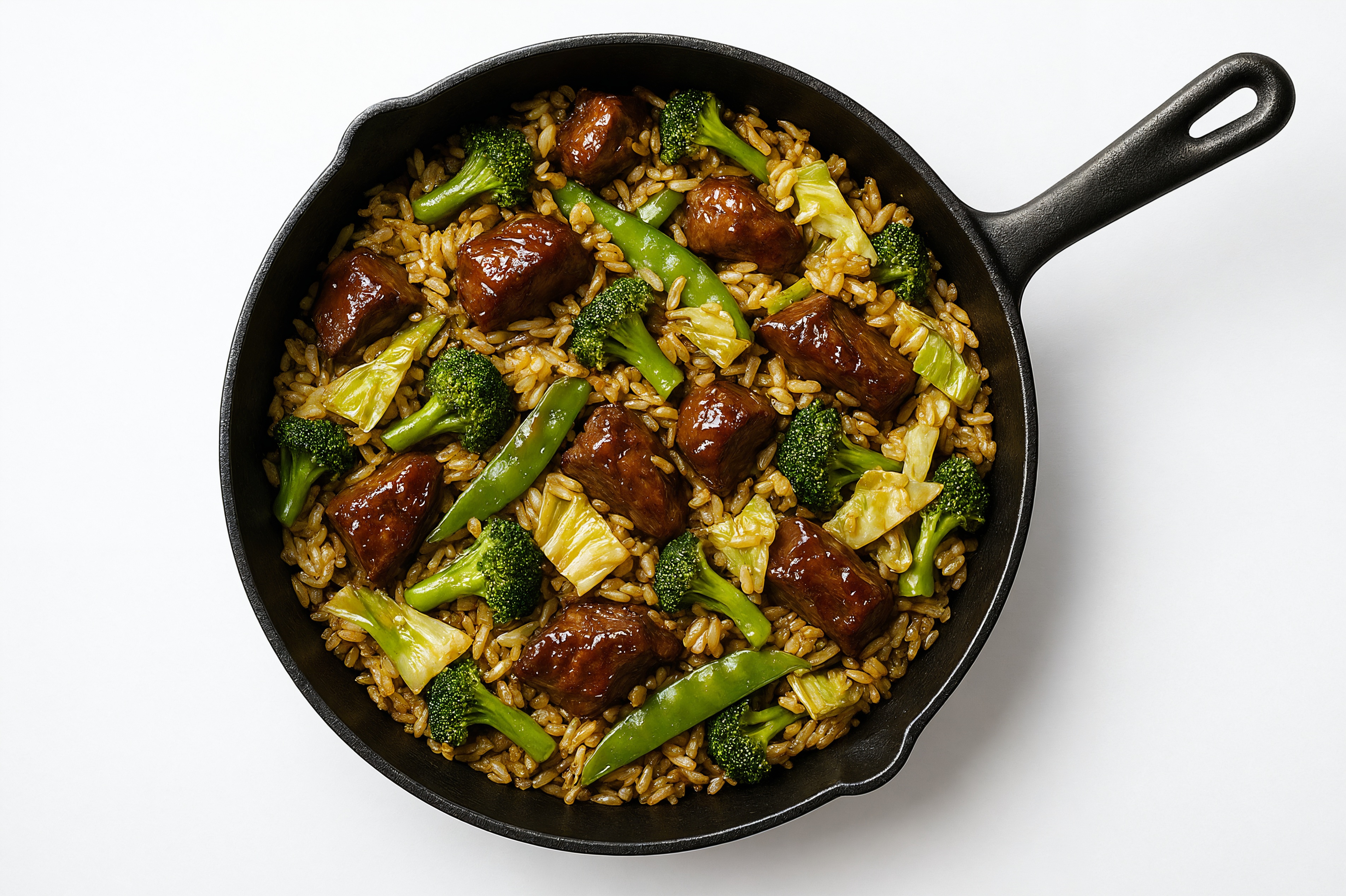 Teriyaki Bok Choy + Lamb Stir-Fry with Seasoned Jasmine Rice