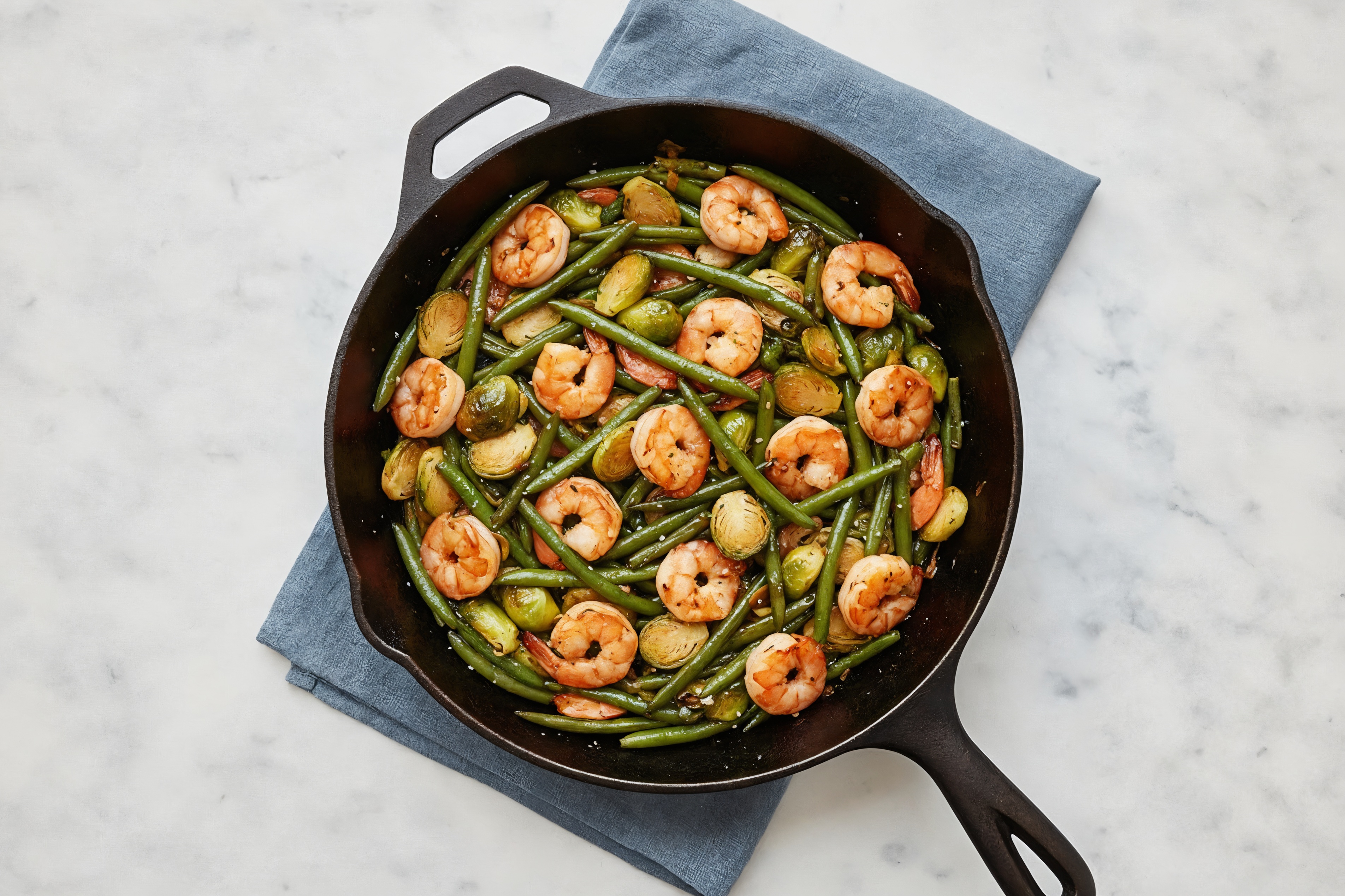 Teriyaki Shrimp Stir-Fry with Green Beans & Brussels