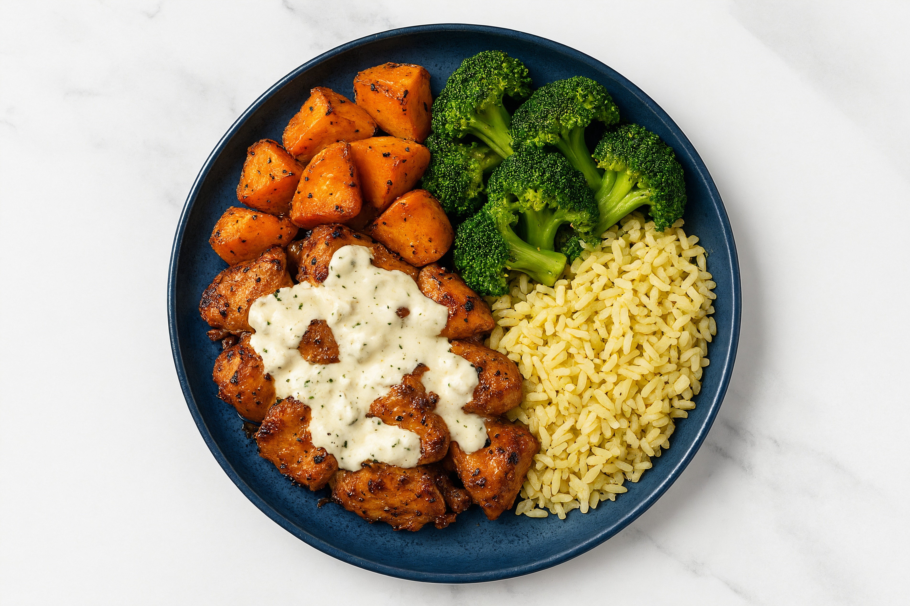 Classic Chicken Dinner with Garlic Dipping Sauce with Seasoned Jasmine Rice