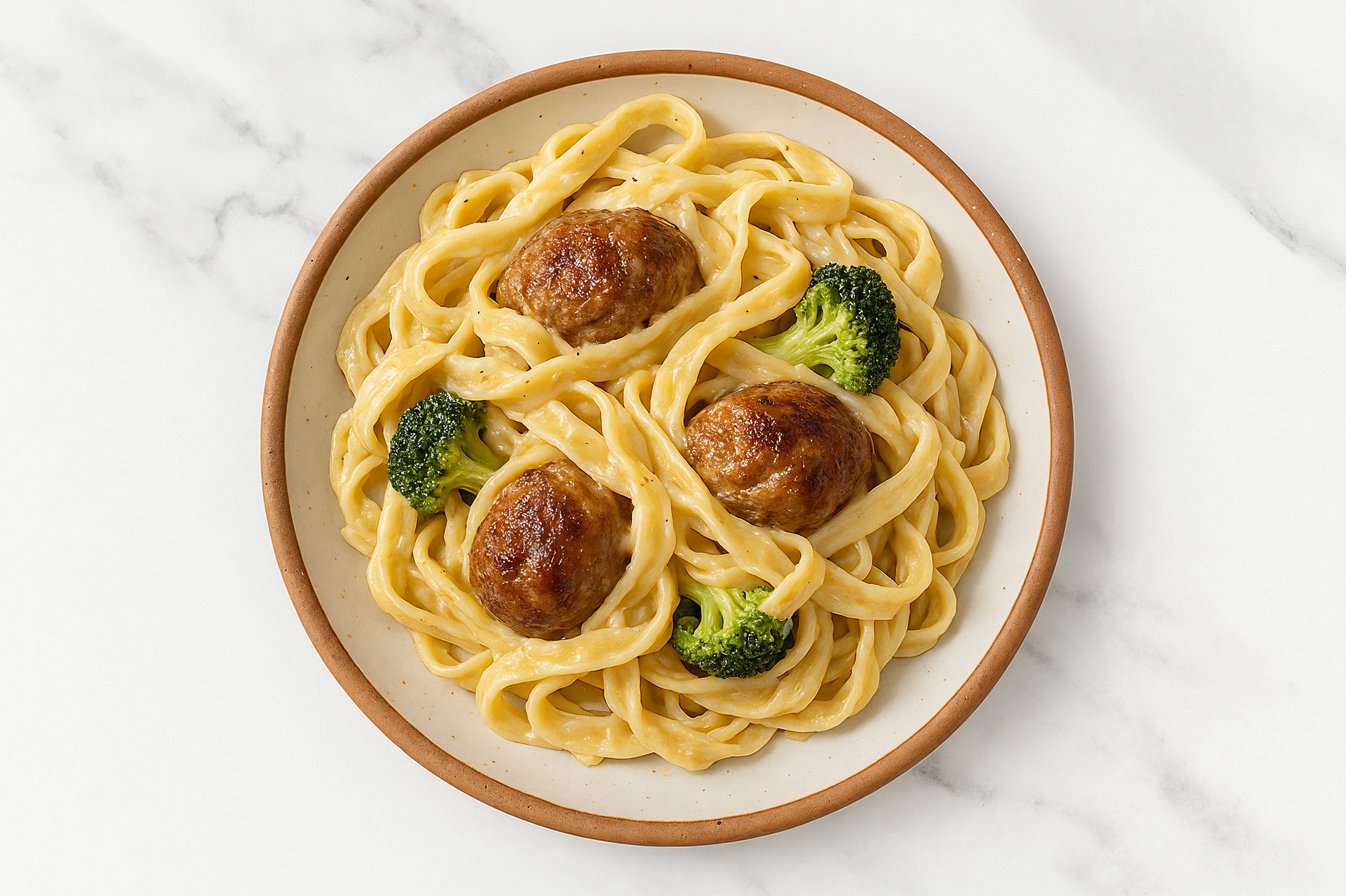 Herby Creamy Beef Meatball Tagliatelle with Classic Alfredo