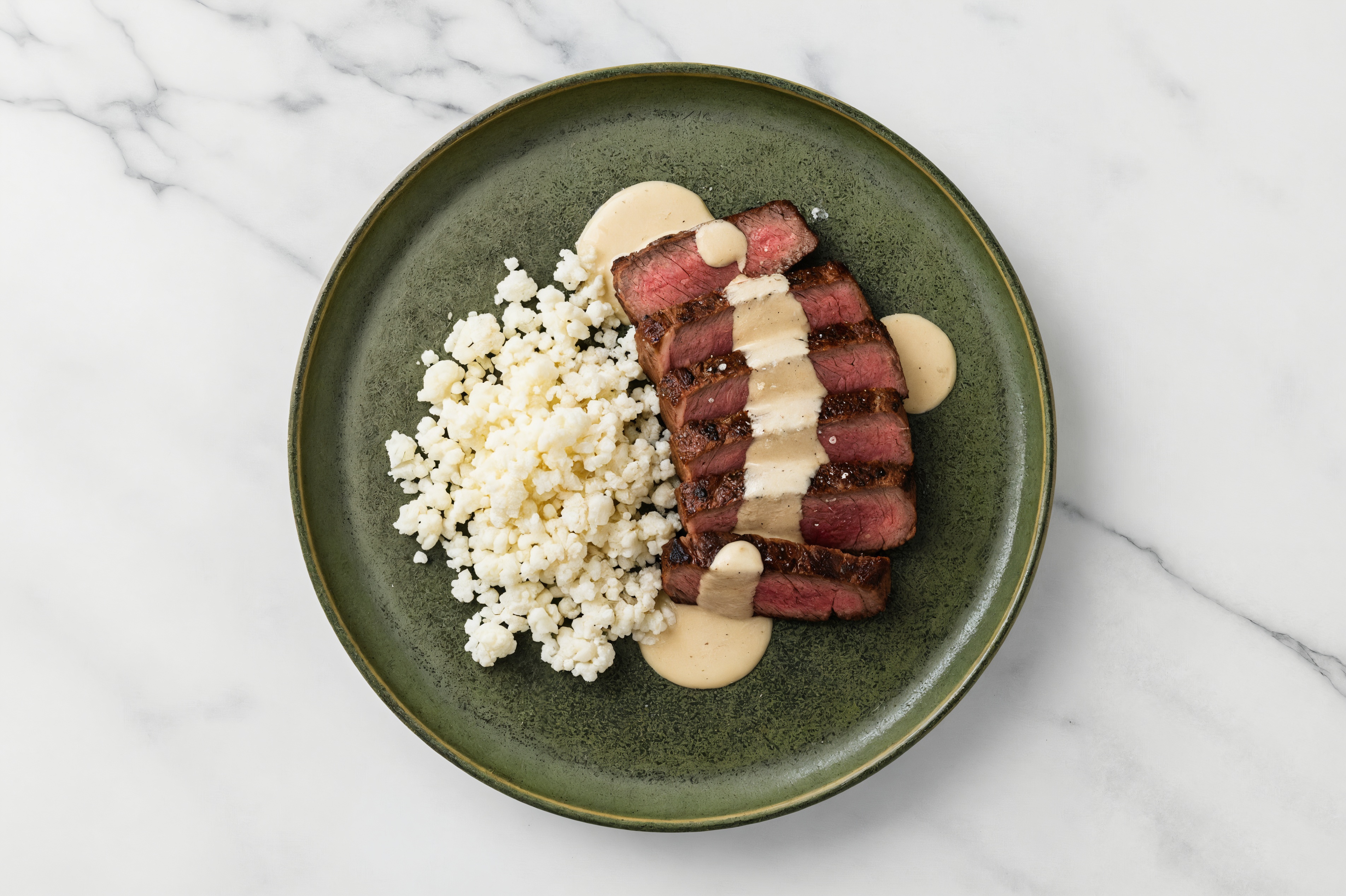 Grain Free Creamy Wagyu Ribeye + Cauliflower Rice Bowl
