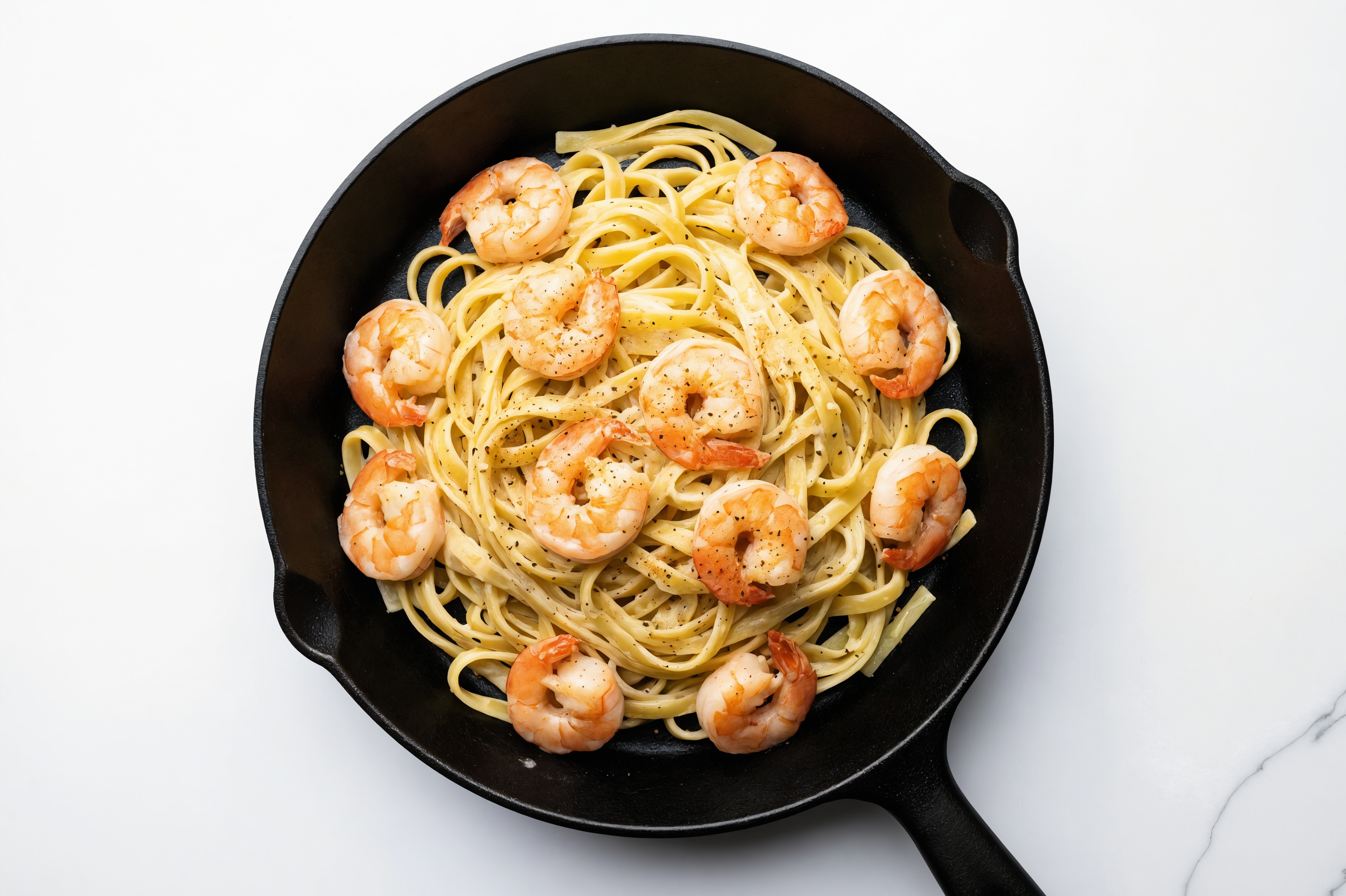 Blackened Jumbo Shrimp Tagliatelle Alfredo