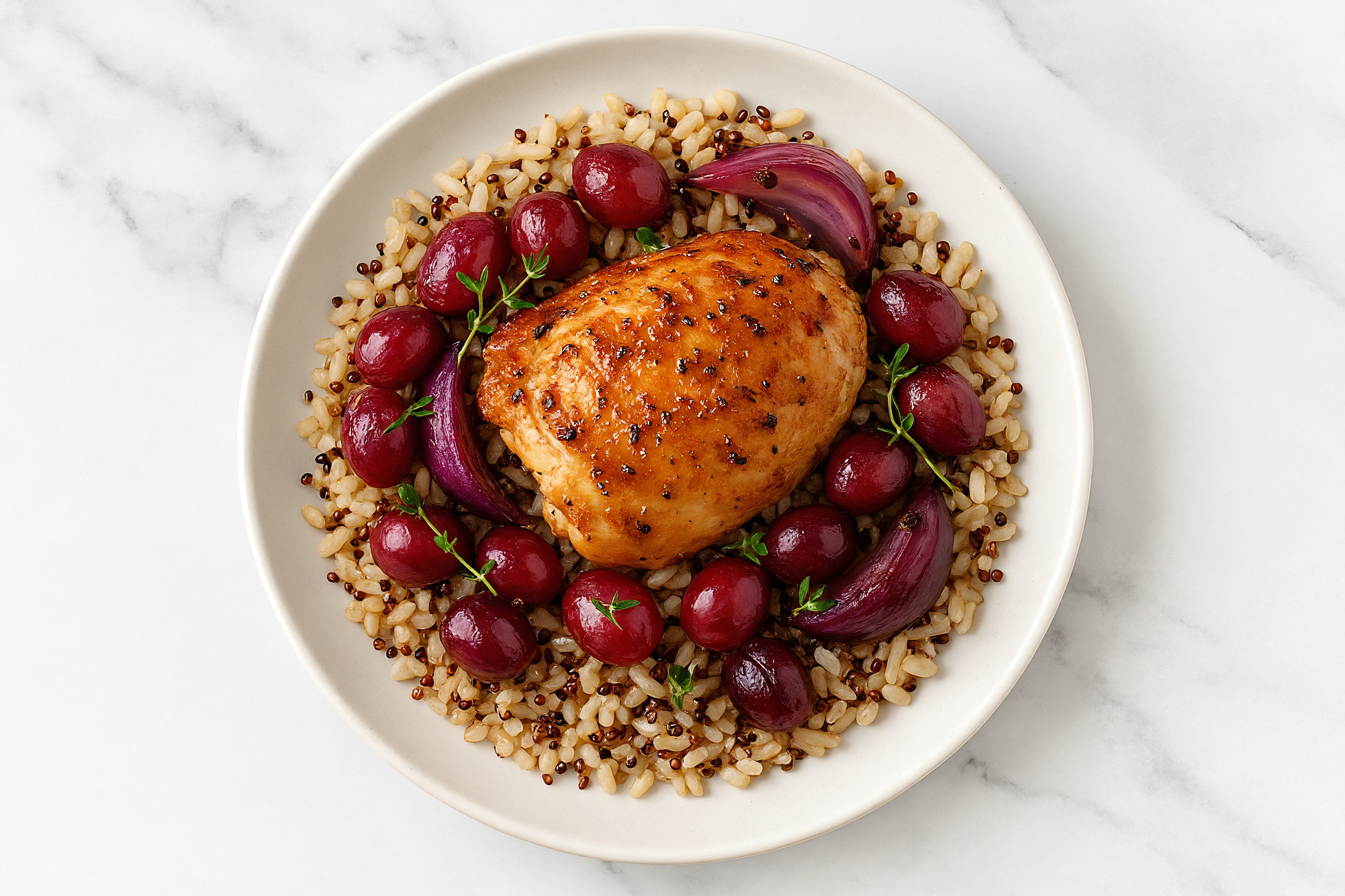 Roasted Chicken Thighs with Grapes