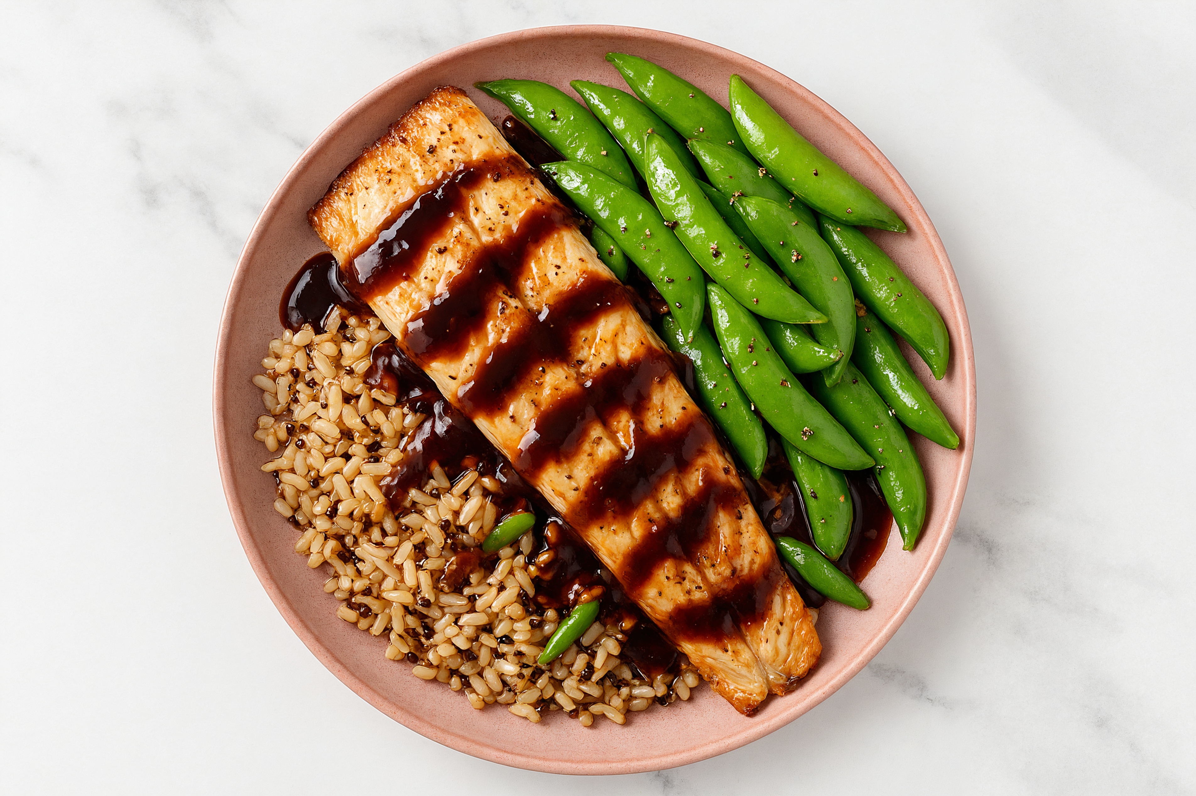 Japanese BBQ Trout + Quinoa Bowl with Snap Peas