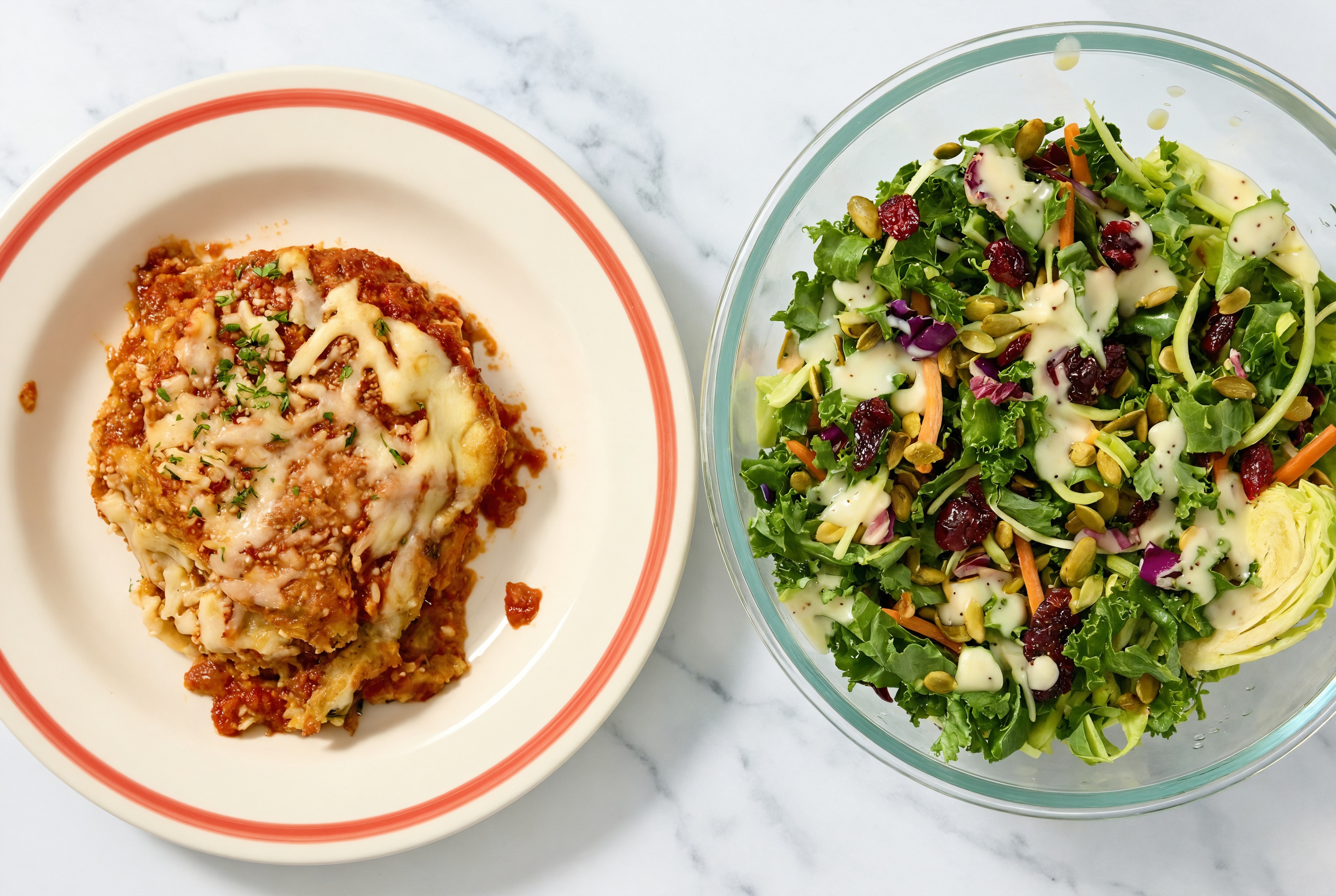 Eggplant Parmesan  + Kale Salad